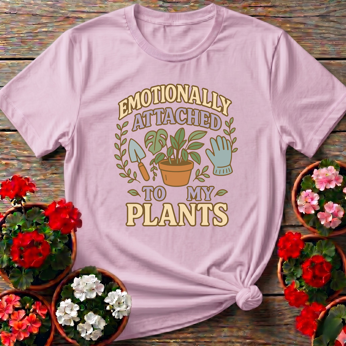 Emotionally Attached To My Plants Vintage Retro T-shirt
