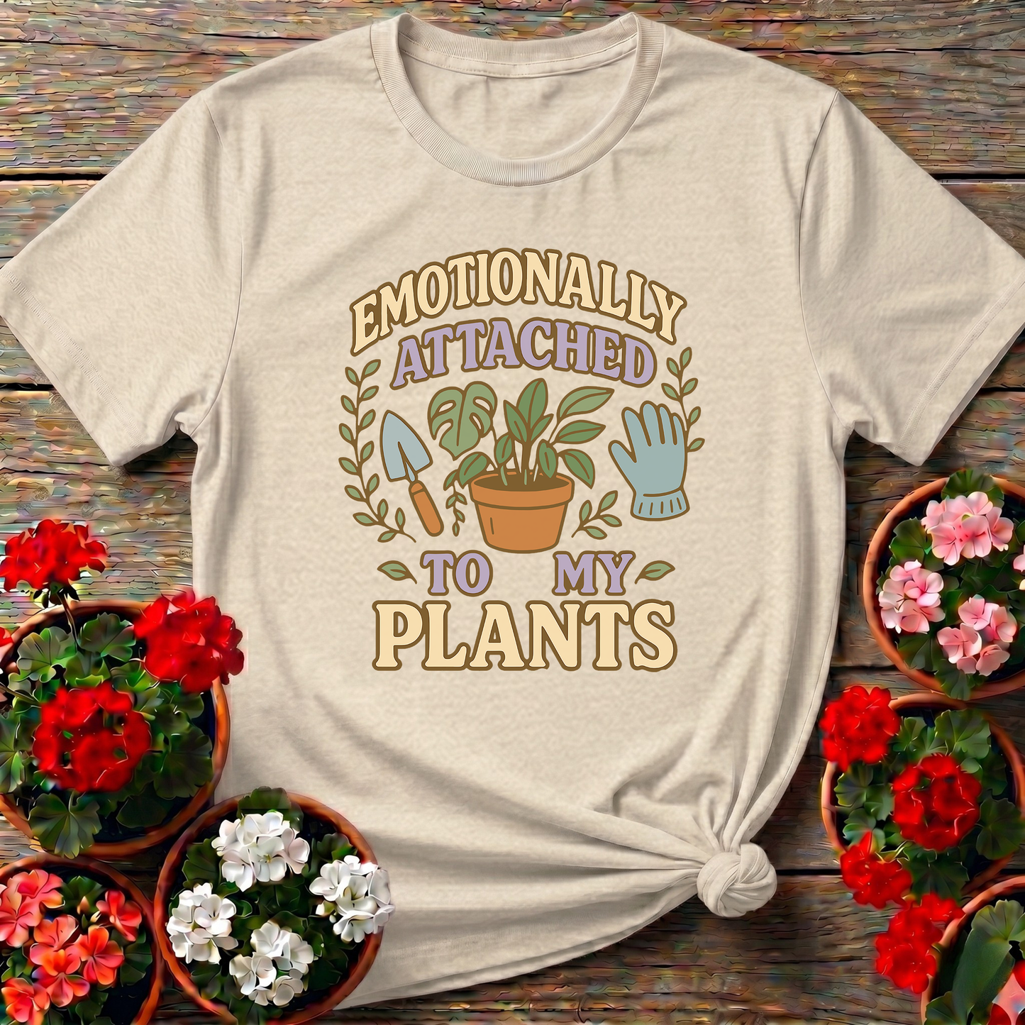 Emotionally Attached To My Plants Vintage Retro T-shirt