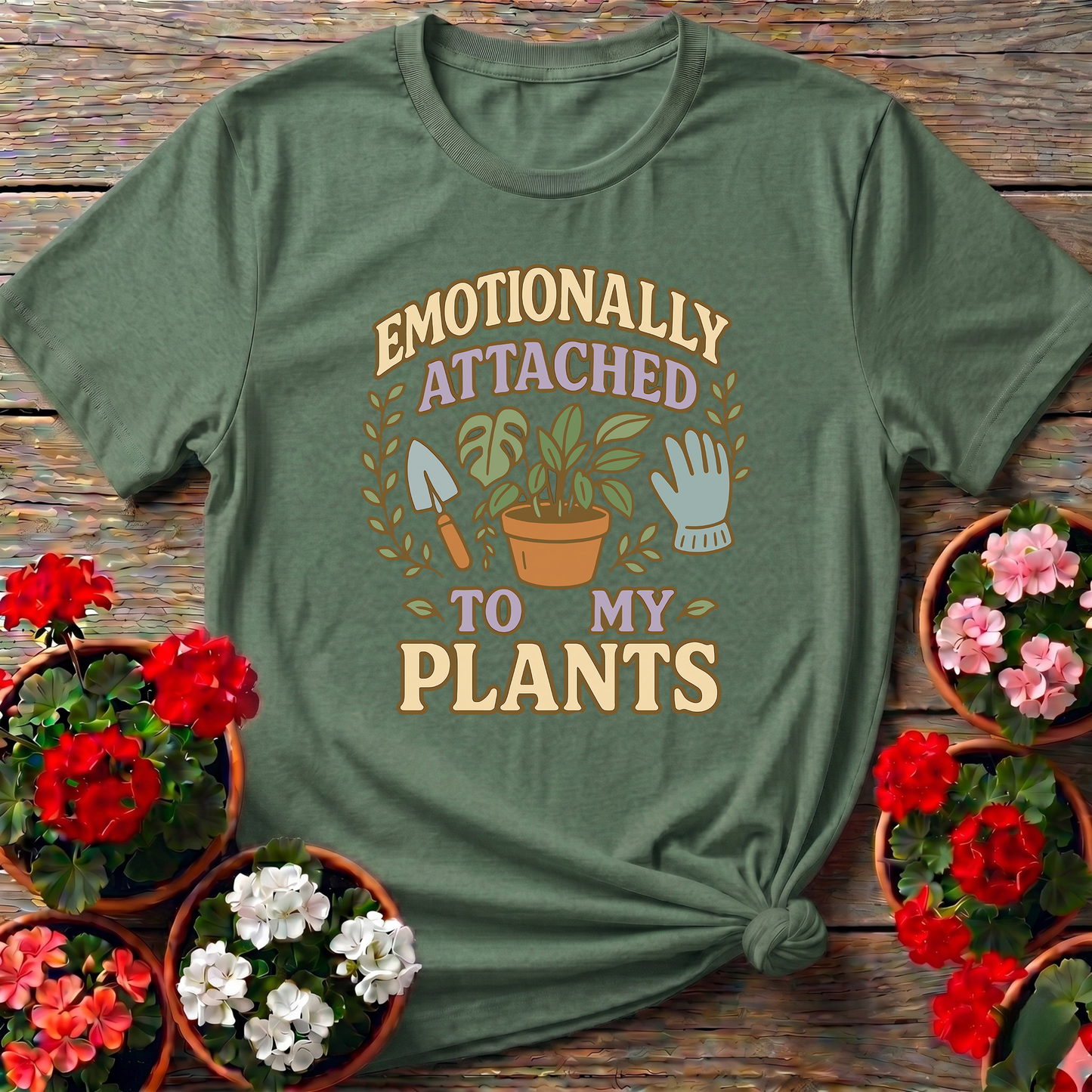 Emotionally Attached To My Plants Vintage Retro T-shirt