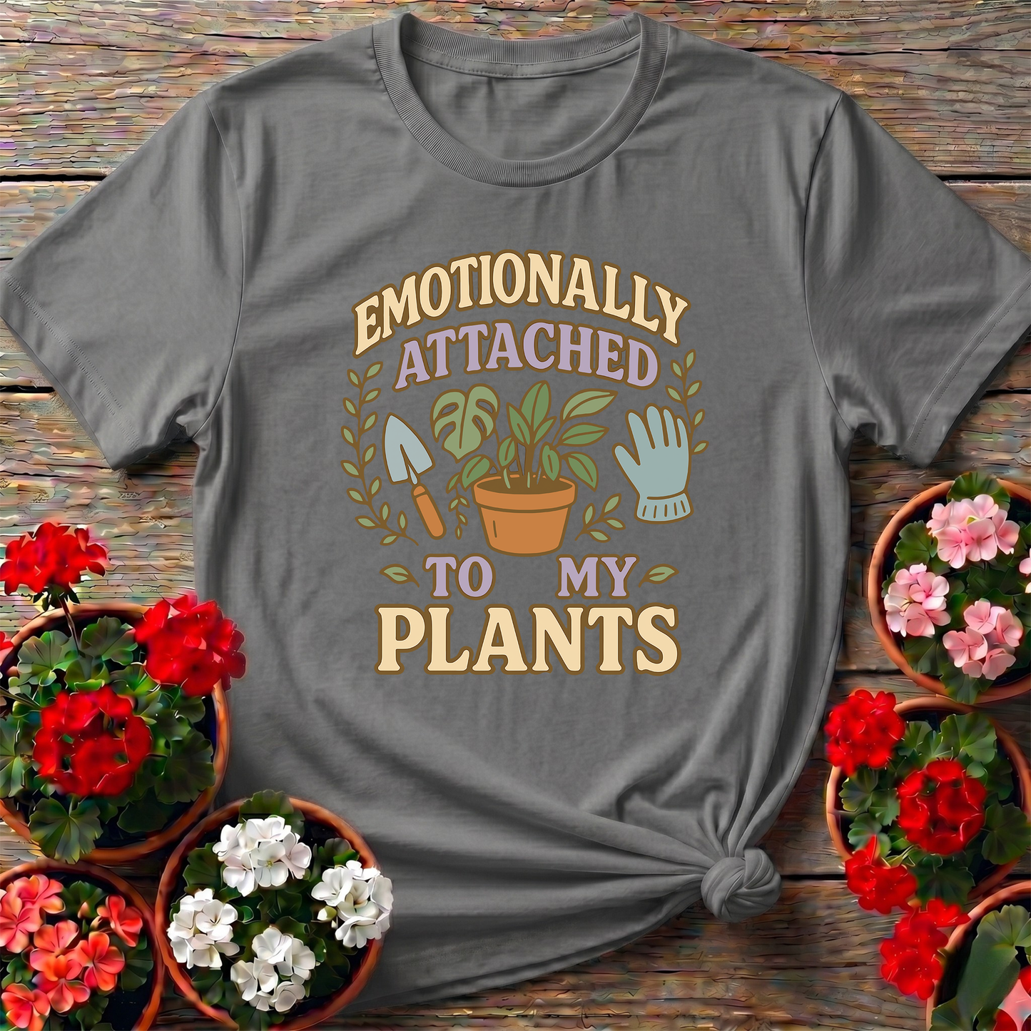 Emotionally Attached To My Plants Vintage Retro T-shirt
