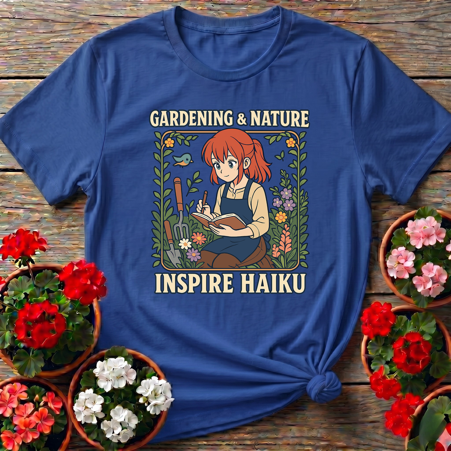 Gardening Nature Inspire Haiku Anime Girl T-shirt