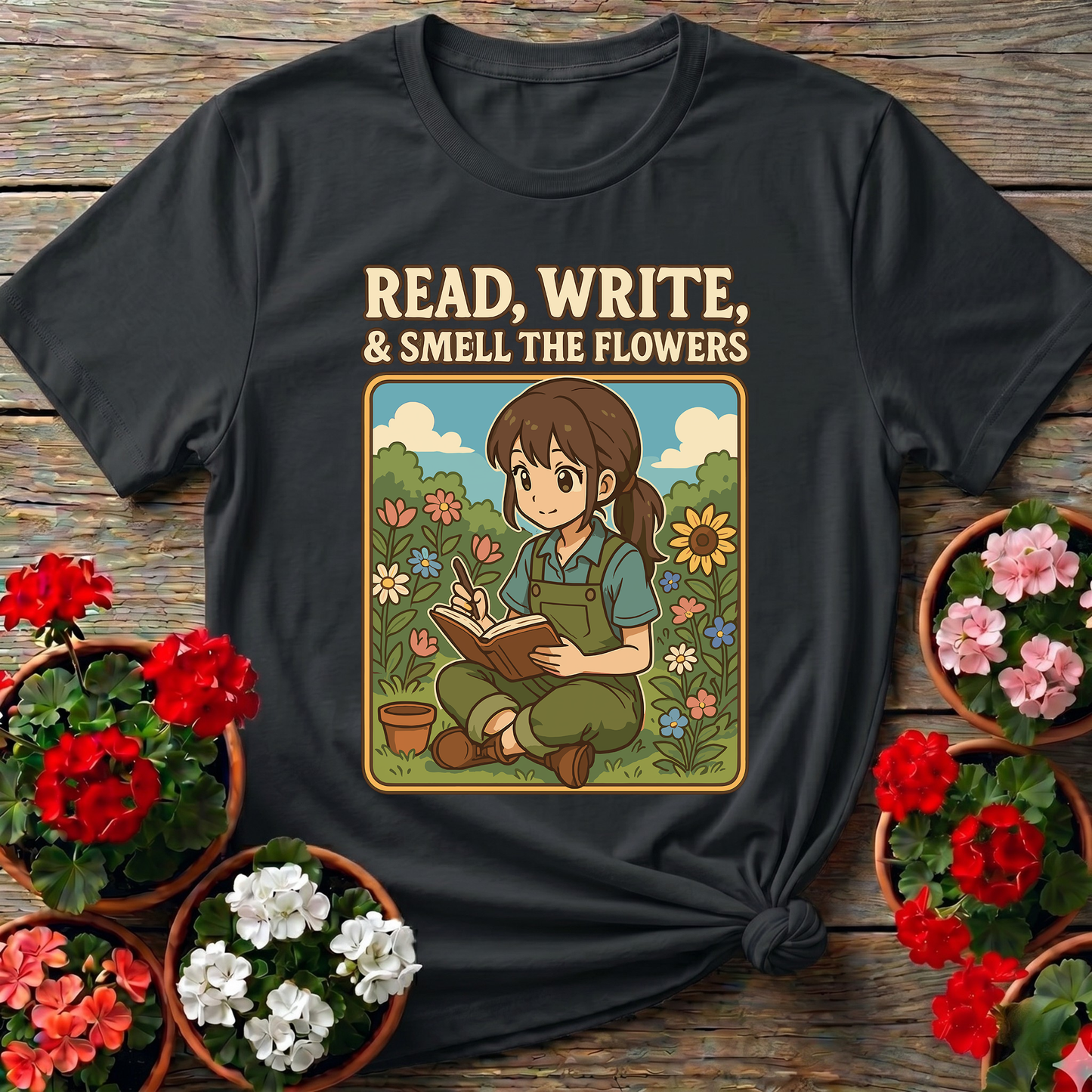 Read Write Smell The Flowers Kawaii Sanctuary T-shirt