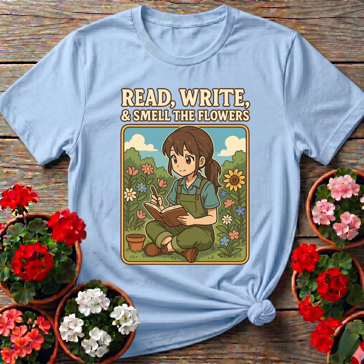 Read Write Smell The Flowers Kawaii Sanctuary T-shirt