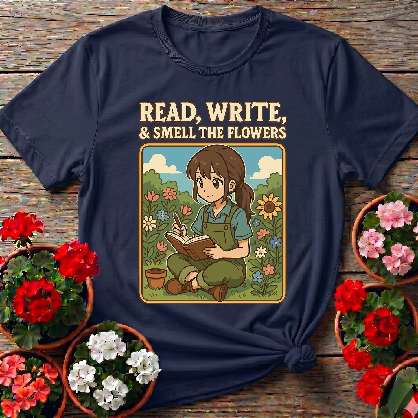 Read Write Smell The Flowers Kawaii Sanctuary T-shirt