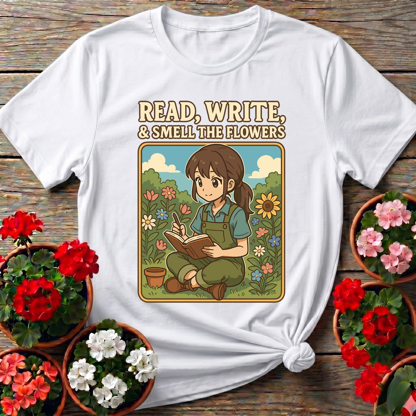 Read Write Smell The Flowers Kawaii Sanctuary T-shirt
