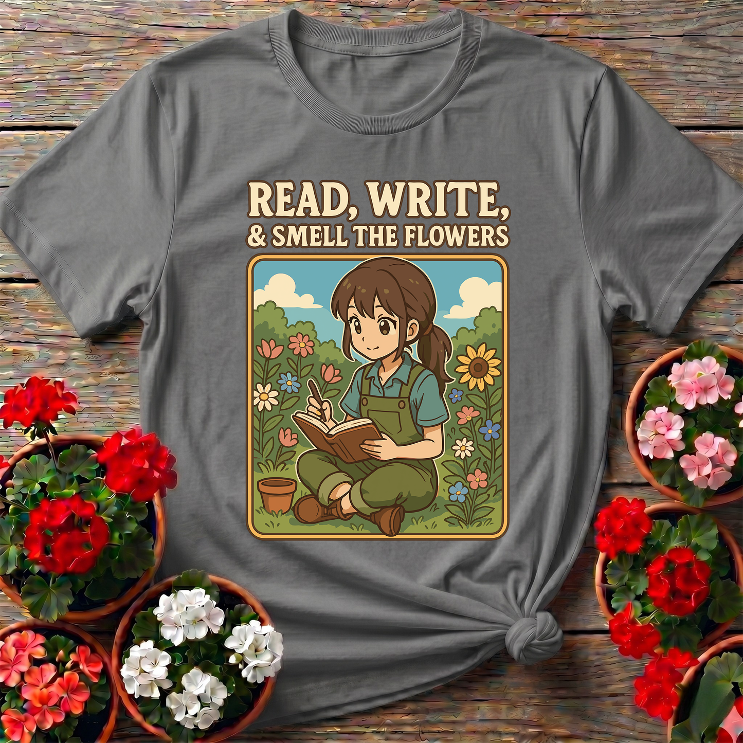 Read Write Smell The Flowers Kawaii Sanctuary T-shirt