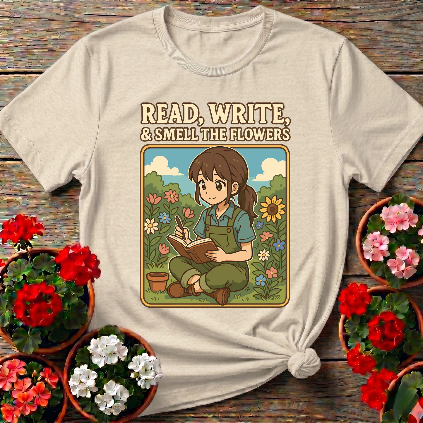 Read Write Smell The Flowers Kawaii Sanctuary T-shirt