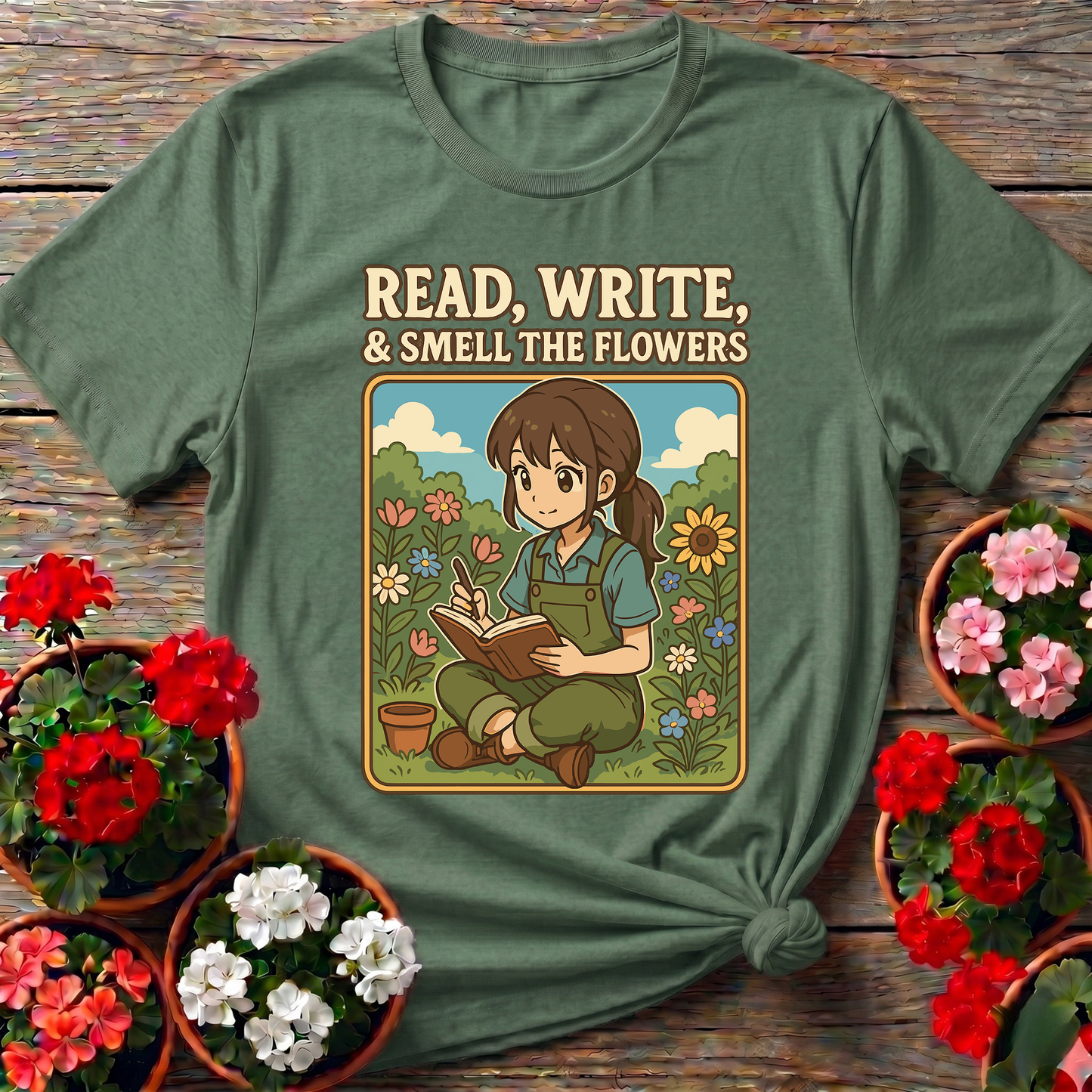 Read Write Smell The Flowers Kawaii Sanctuary T-shirt