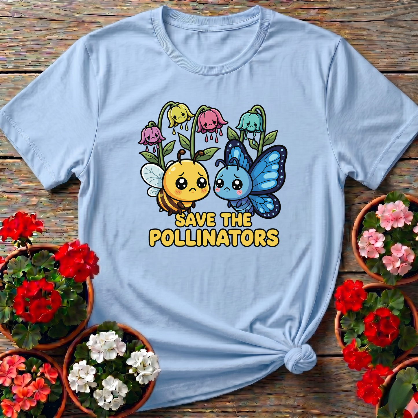 Save The Pollinators Kawaii Bee Butterfly T-shirt