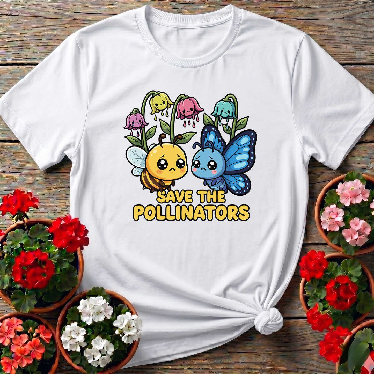 Save The Pollinators Kawaii Bee Butterfly T-shirt