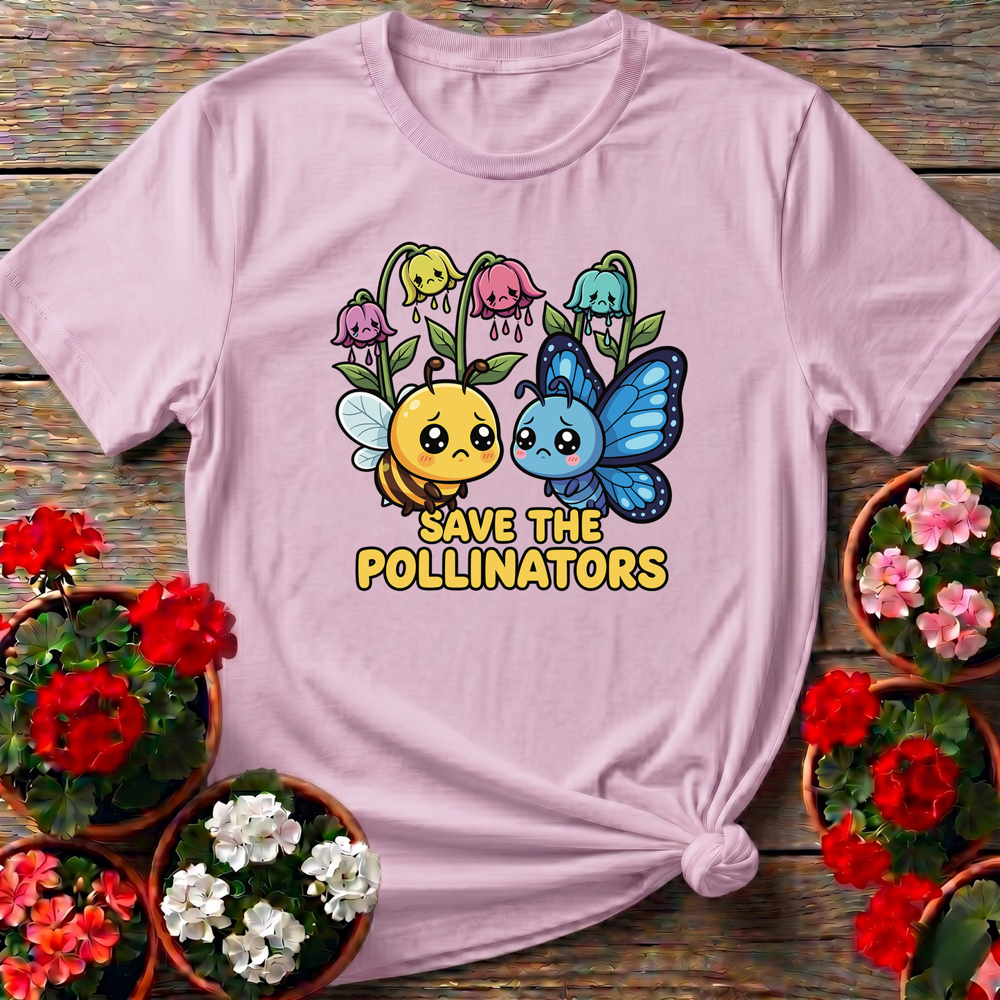 Save The Pollinators Kawaii Bee Butterfly T-shirt