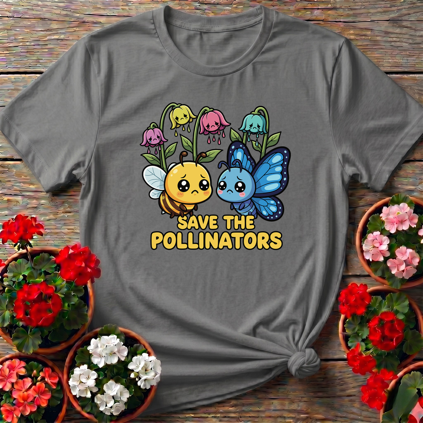Save The Pollinators Kawaii Bee Butterfly T-shirt