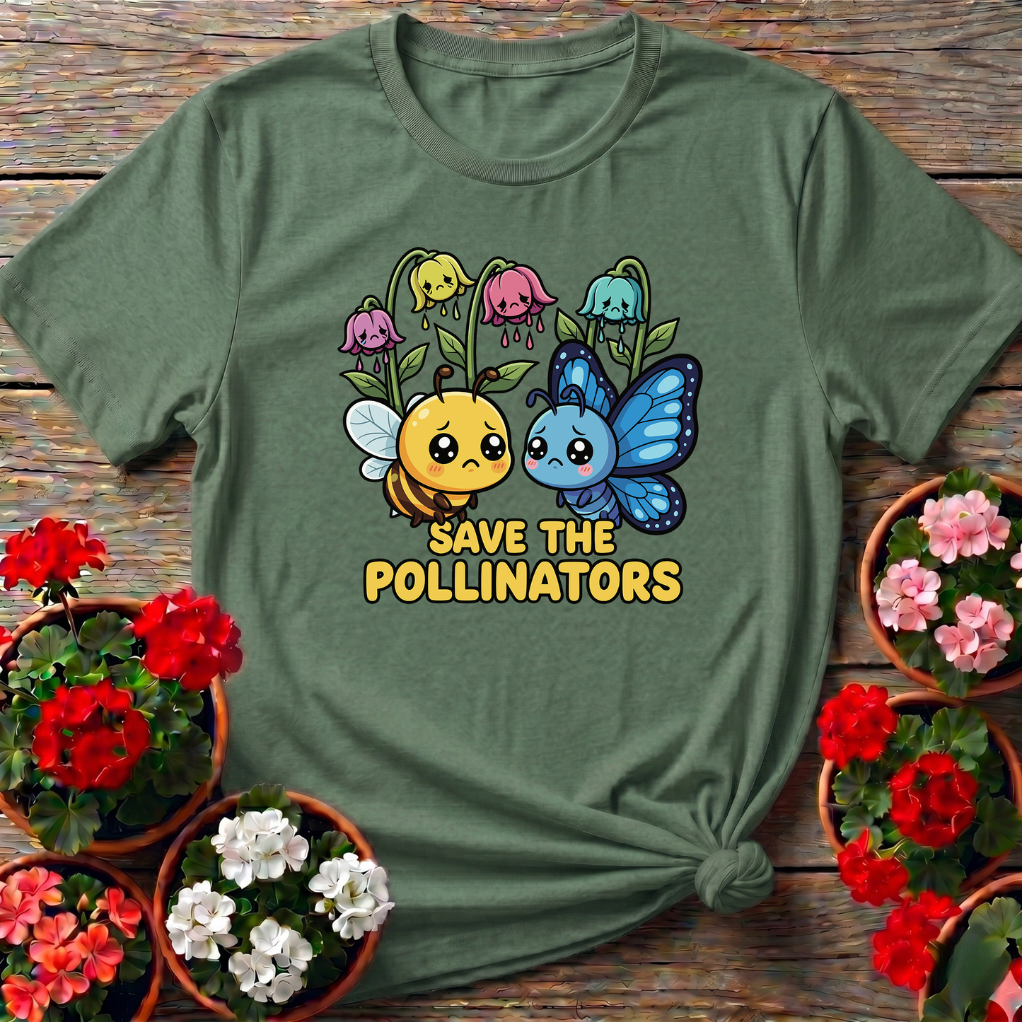 Save The Pollinators Kawaii Bee Butterfly T-shirt