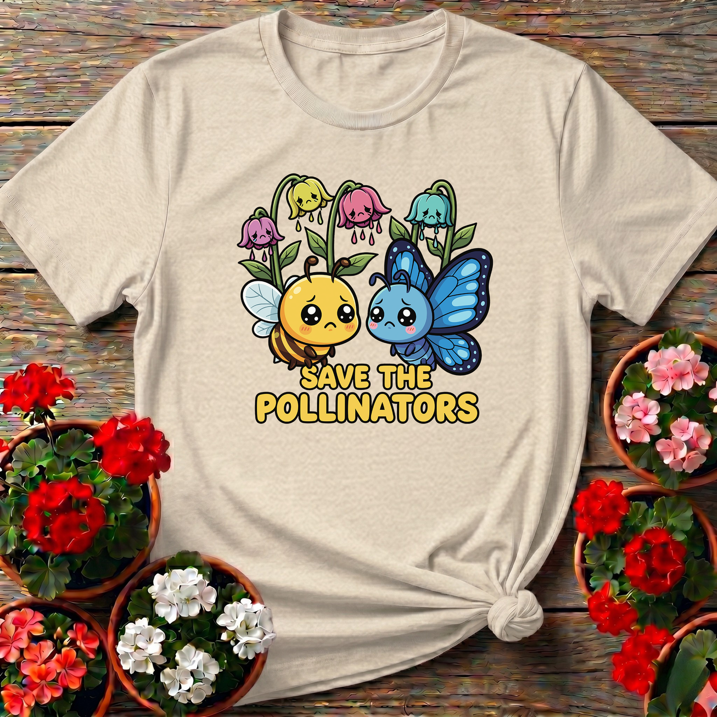 Save The Pollinators Kawaii Bee Butterfly T-shirt