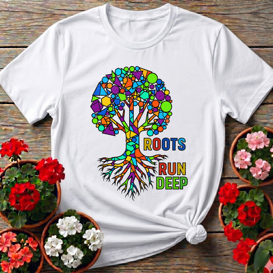 Roots Deep Abstract Geometric Heritage Tree Tee