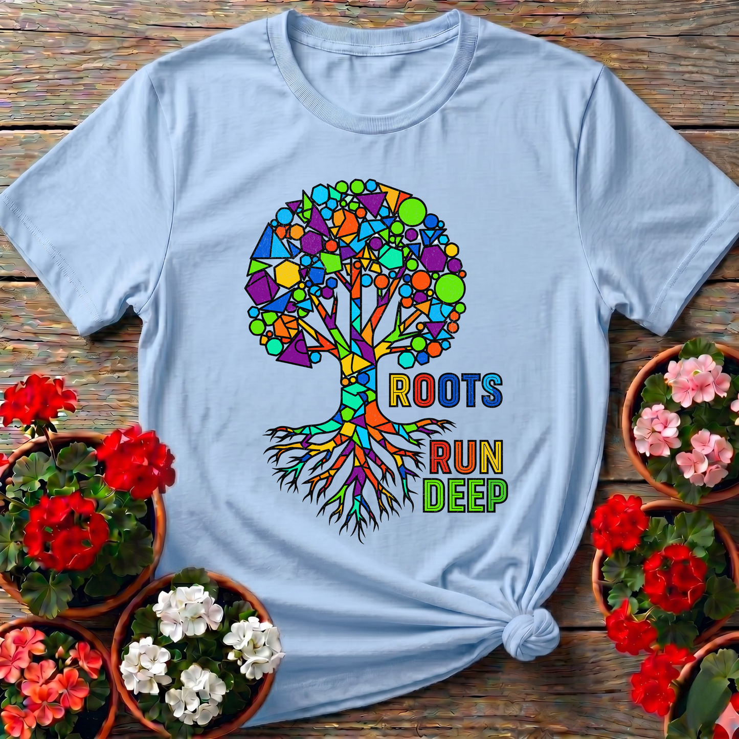 Roots Deep Abstract Geometric Heritage Tree Tee