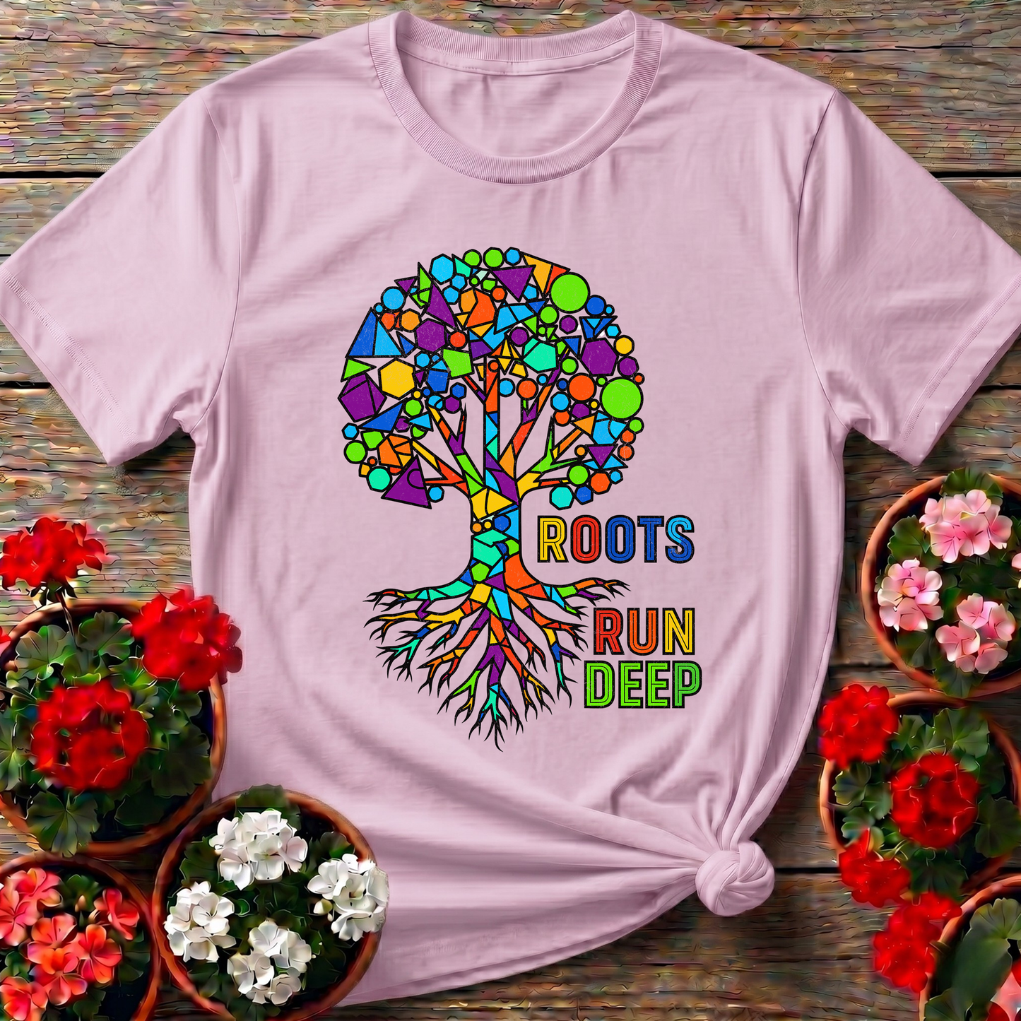 Roots Deep Abstract Geometric Heritage Tree Tee