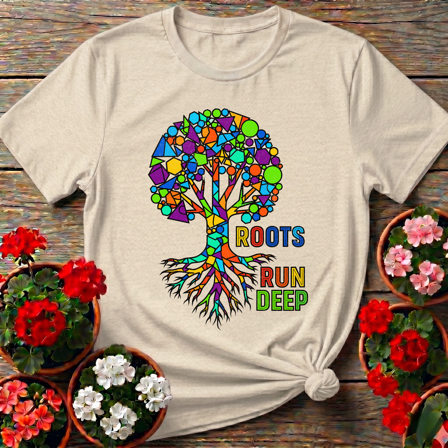 Roots Deep Abstract Geometric Heritage Tree Tee
