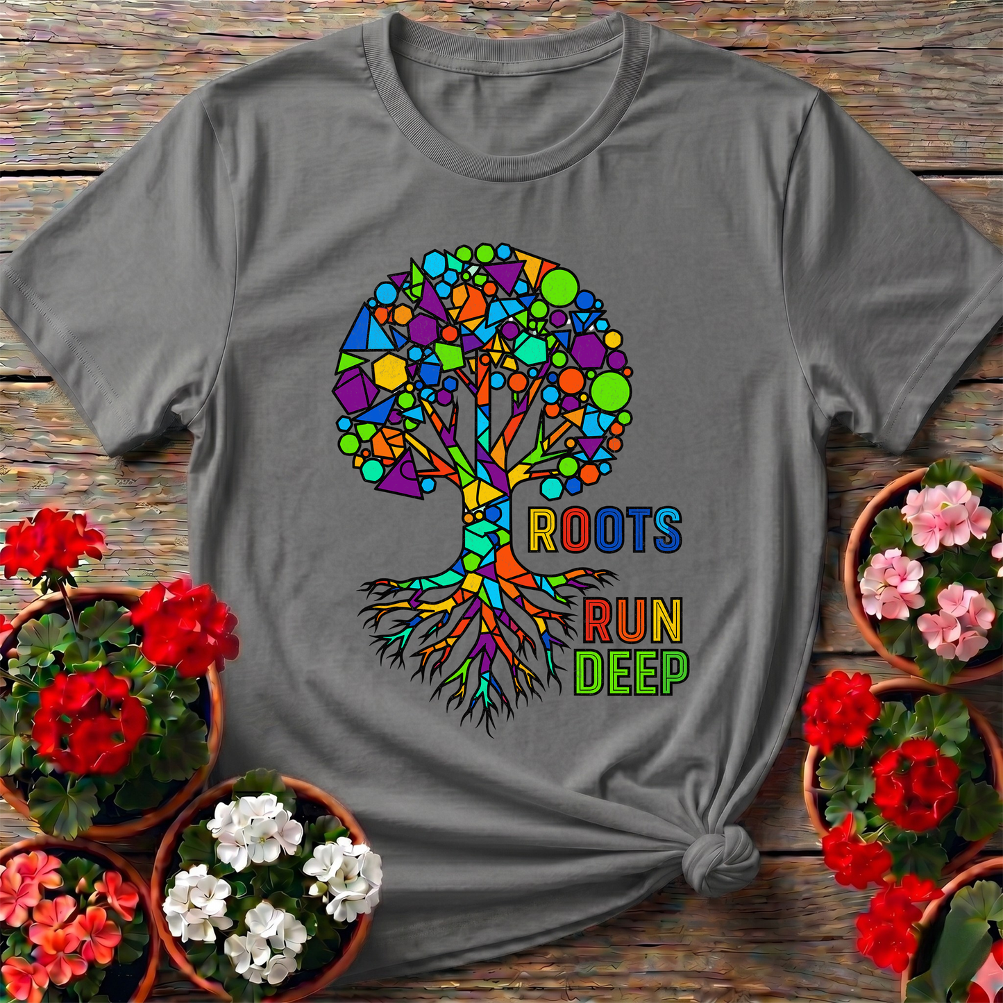 Roots Deep Abstract Geometric Heritage Tree Tee