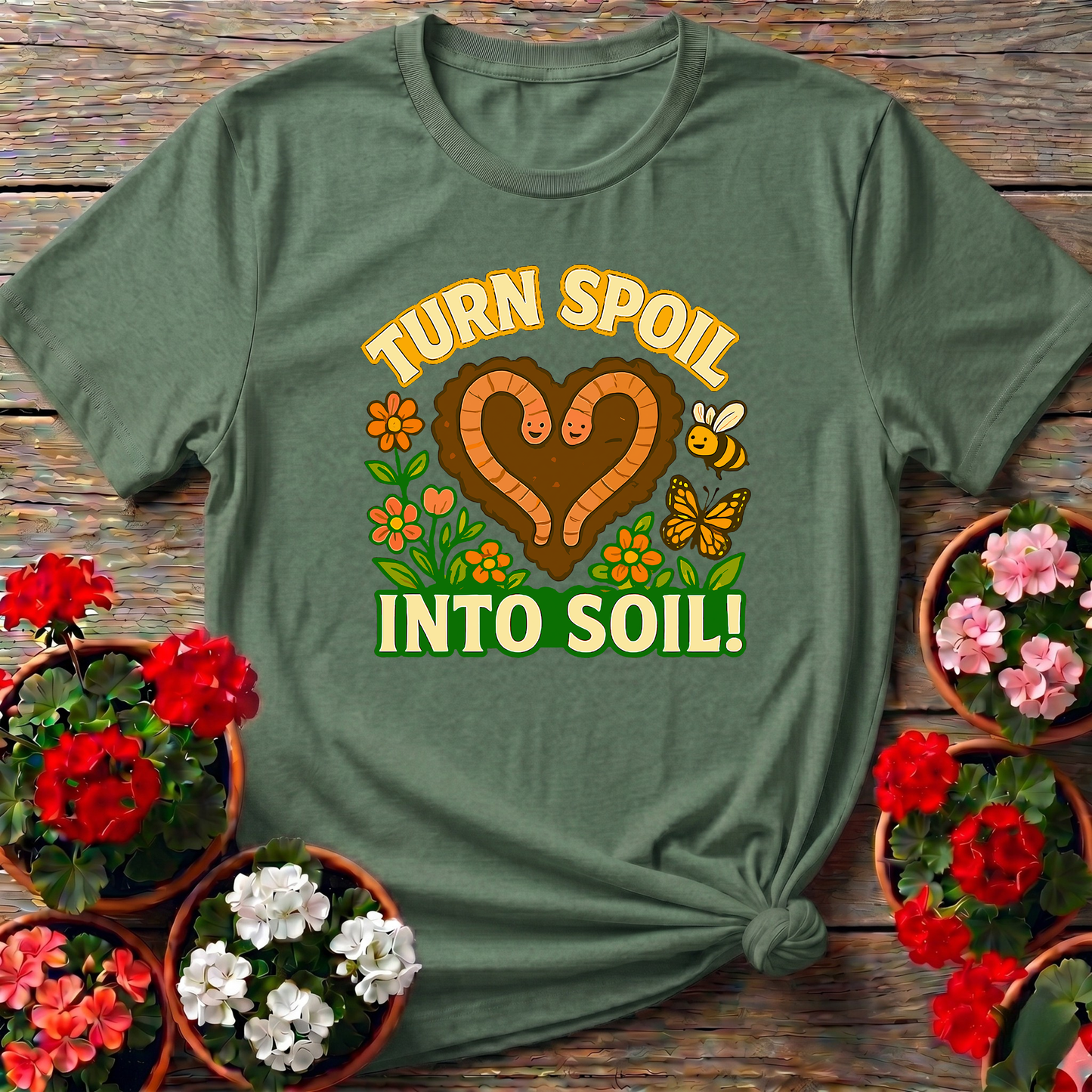 Turn Spoil Into Soil Kawaii Composting Sanctuary Tee