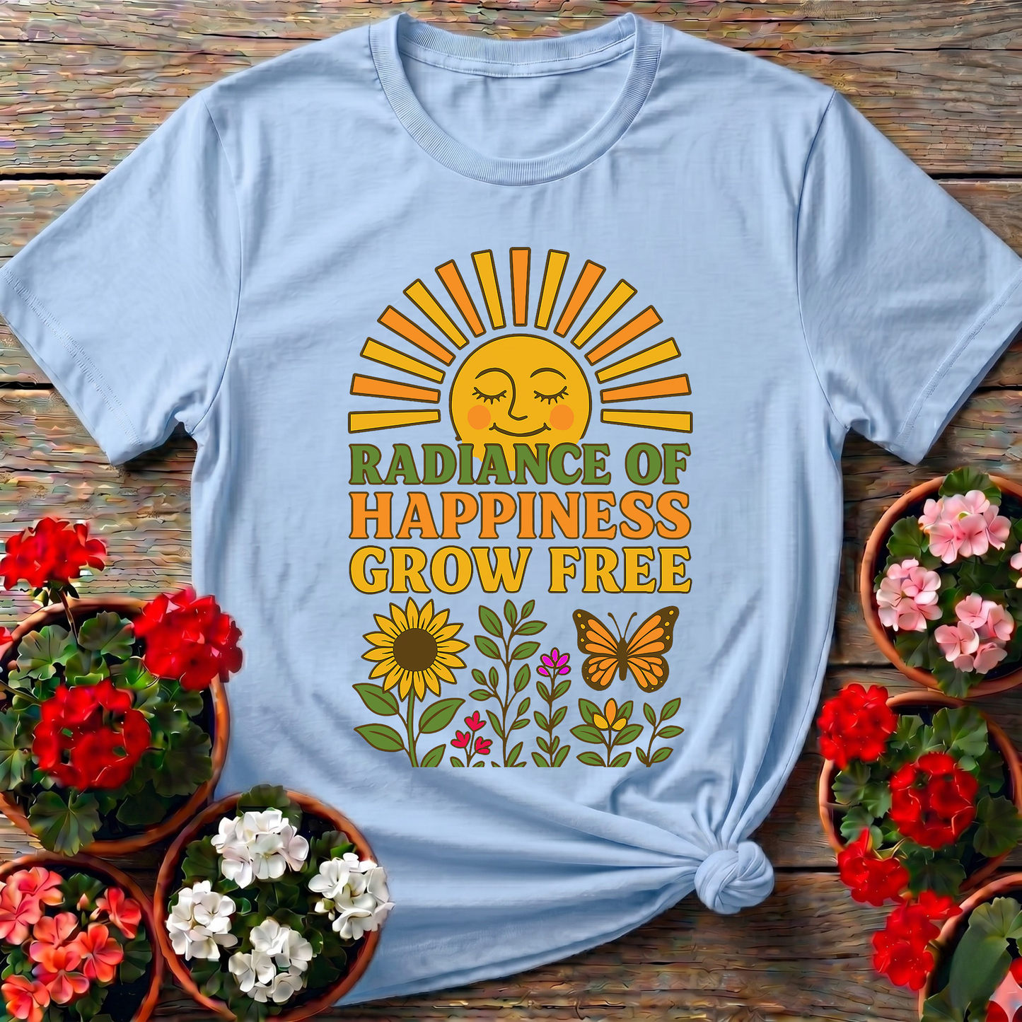 Radiance Of Happiness Grow Free Vintage 70s Sun Tee