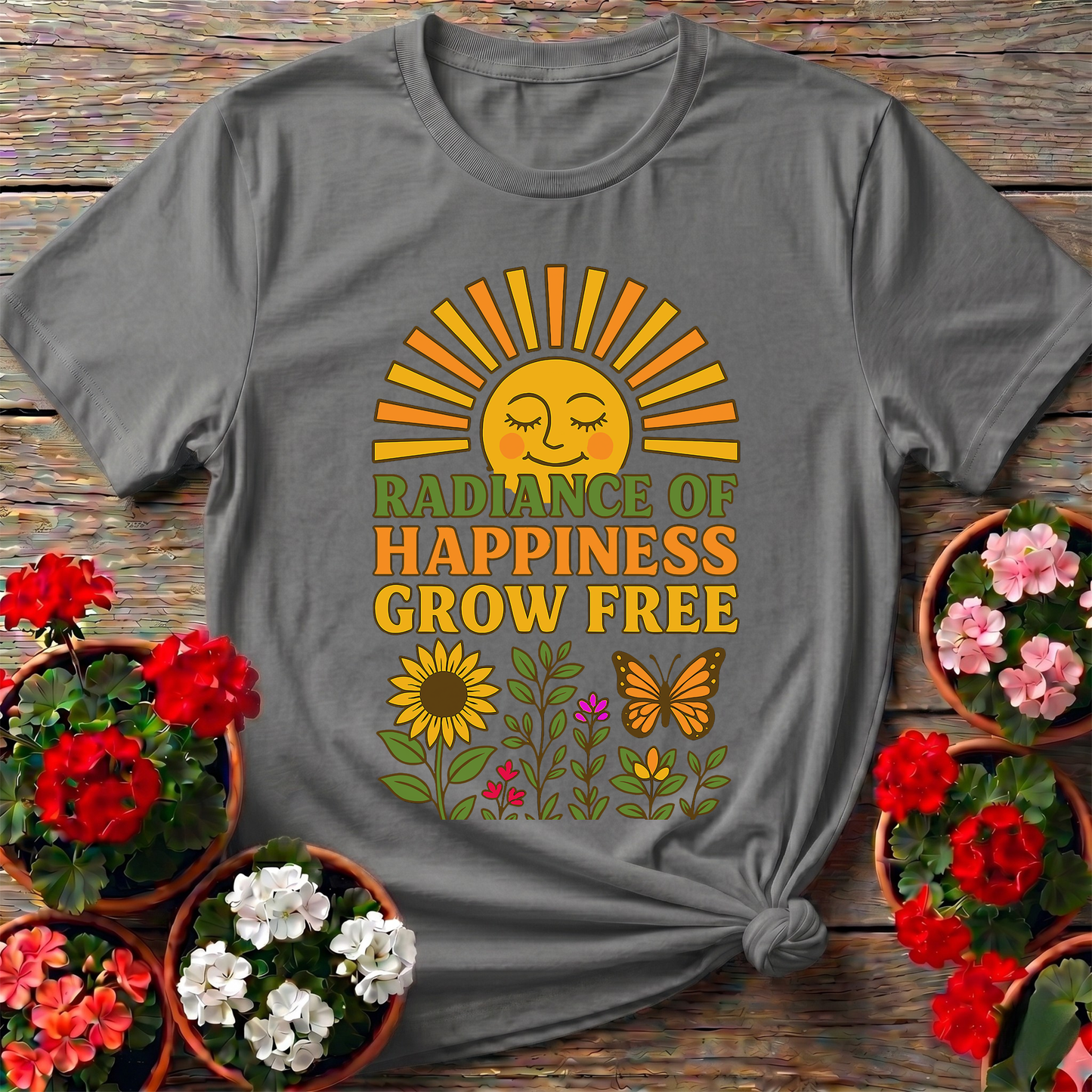 Radiance Of Happiness Grow Free Vintage 70s Sun Tee