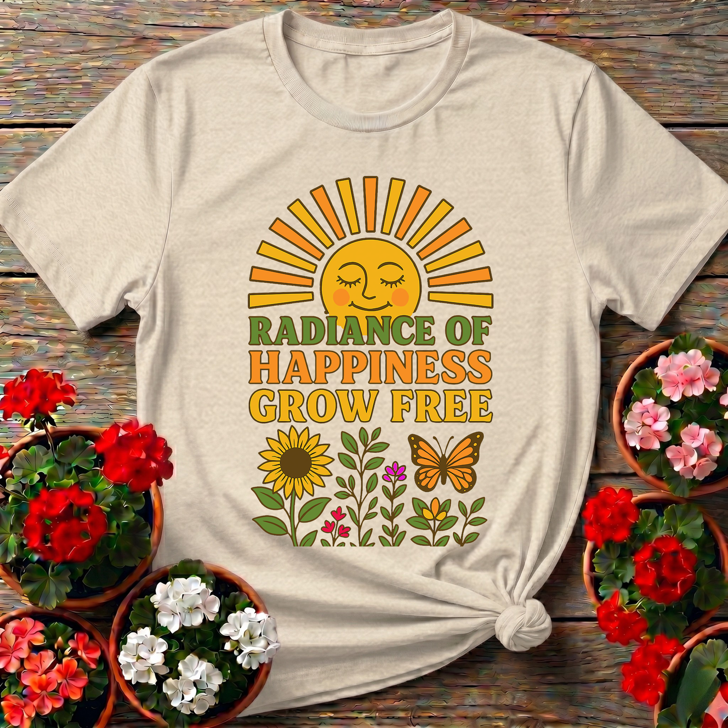 Radiance Of Happiness Grow Free Vintage 70s Sun Tee