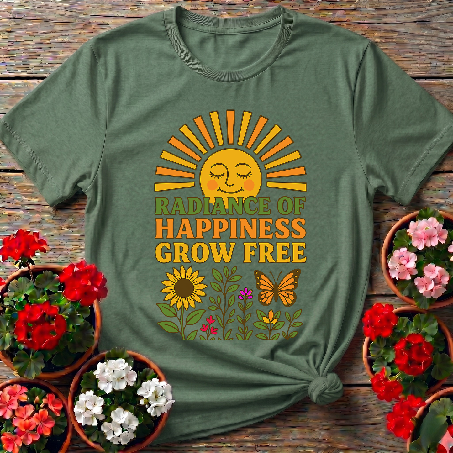 Radiance Of Happiness Grow Free Vintage 70s Sun Tee