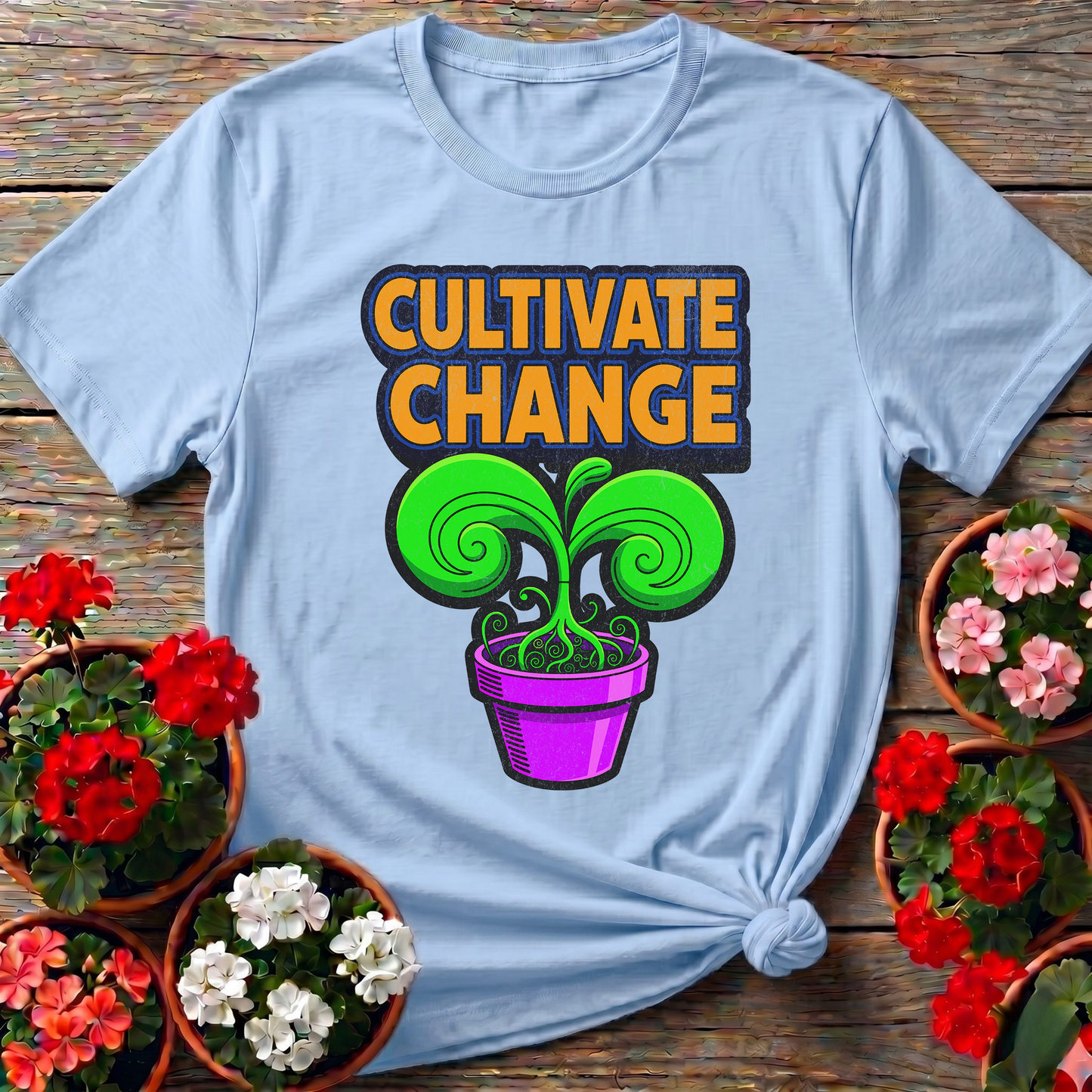 Cultivate Change Motivational Plant Botanical T-Shirt