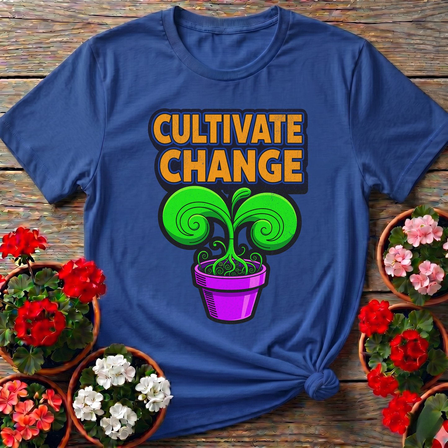 Cultivate Change Motivational Plant Botanical T-Shirt