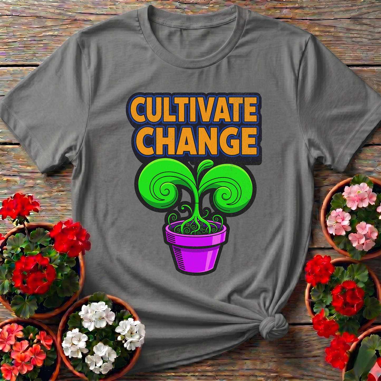 Cultivate Change Motivational Plant Botanical T-Shirt