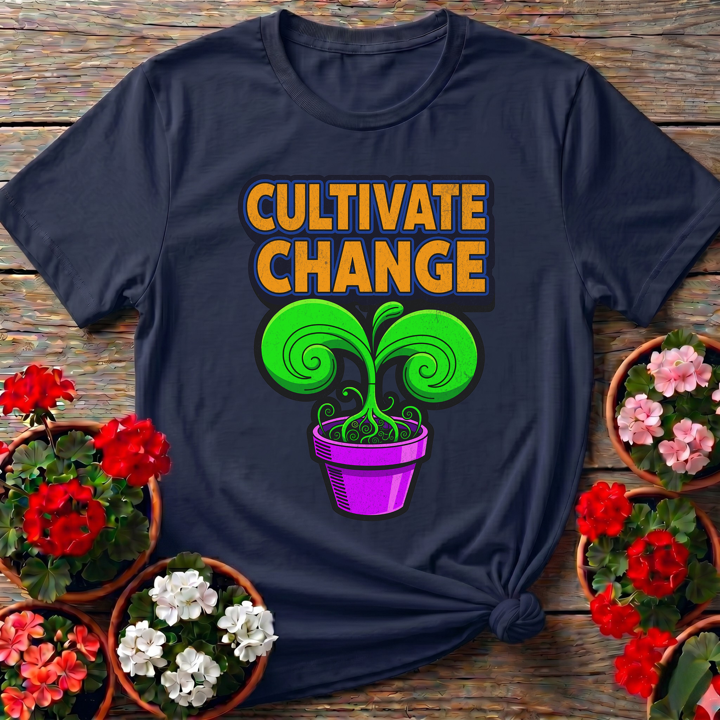 Cultivate Change Motivational Plant Botanical T-Shirt
