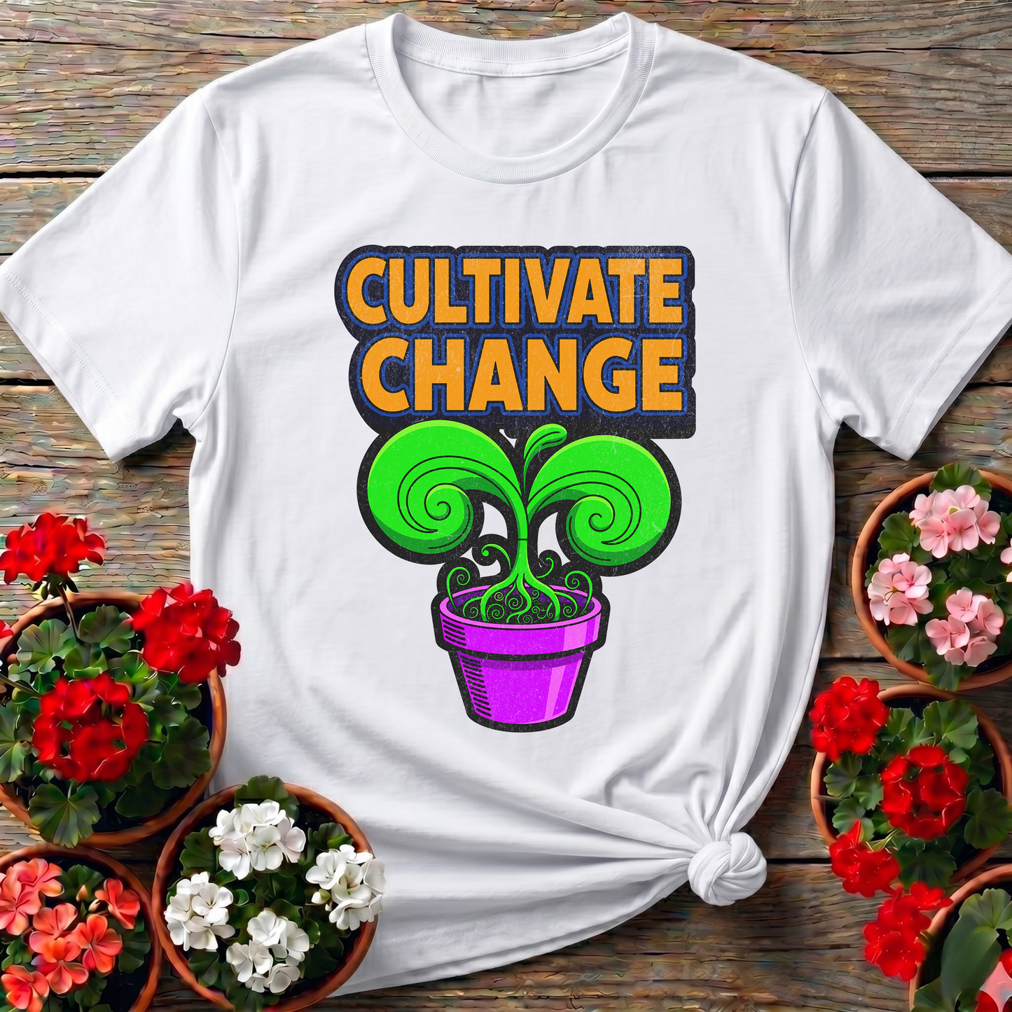 Cultivate Change Motivational Plant Botanical T-Shirt