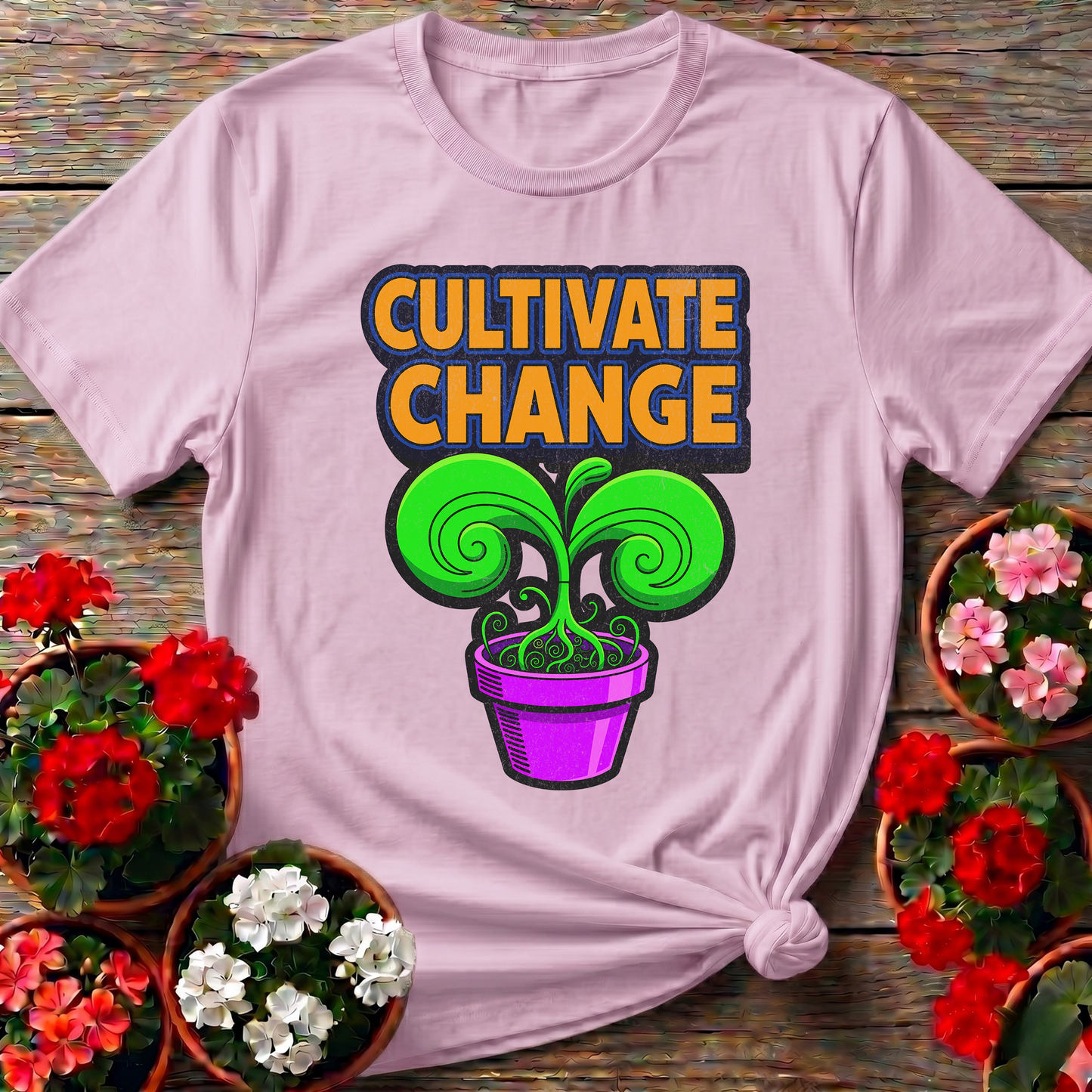 Cultivate Change Motivational Plant Botanical T-Shirt