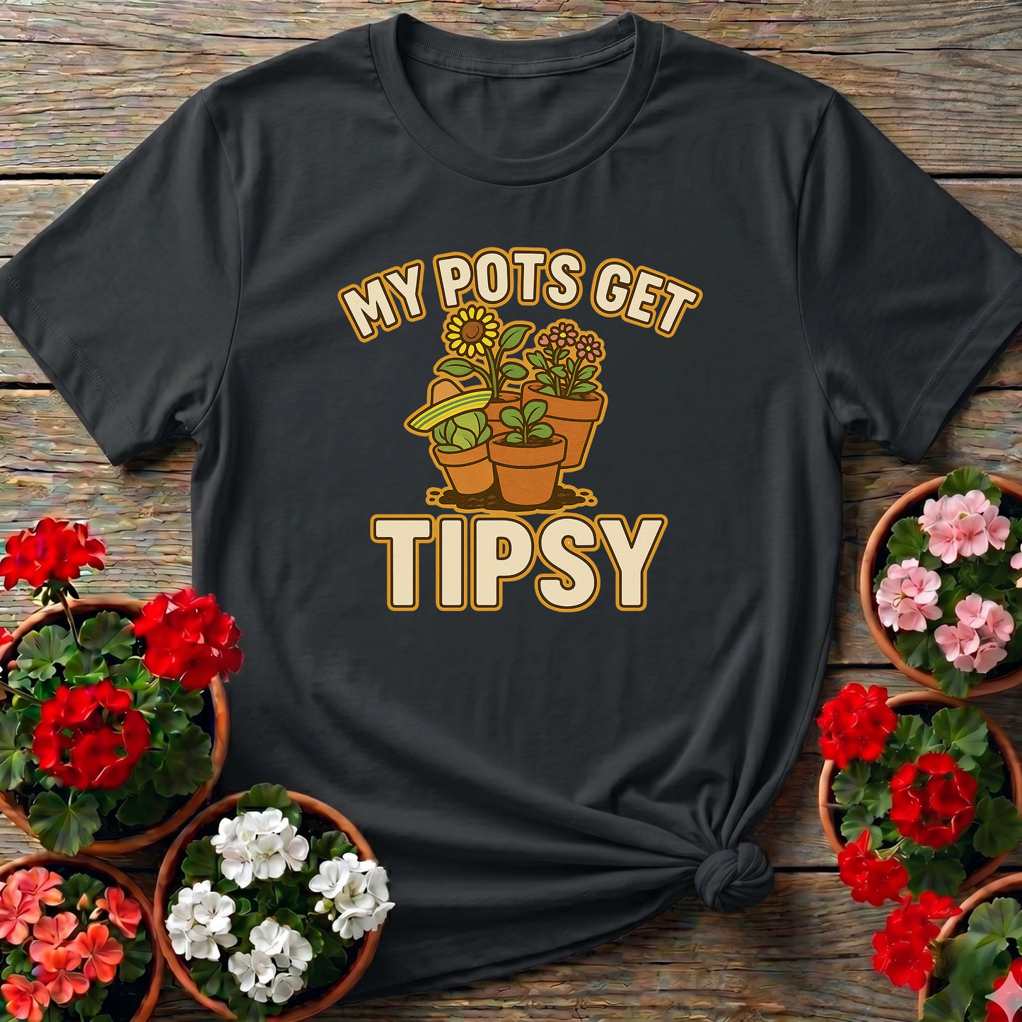 My Pots Get Tipsy Funny Gardening Pun T-Shirt