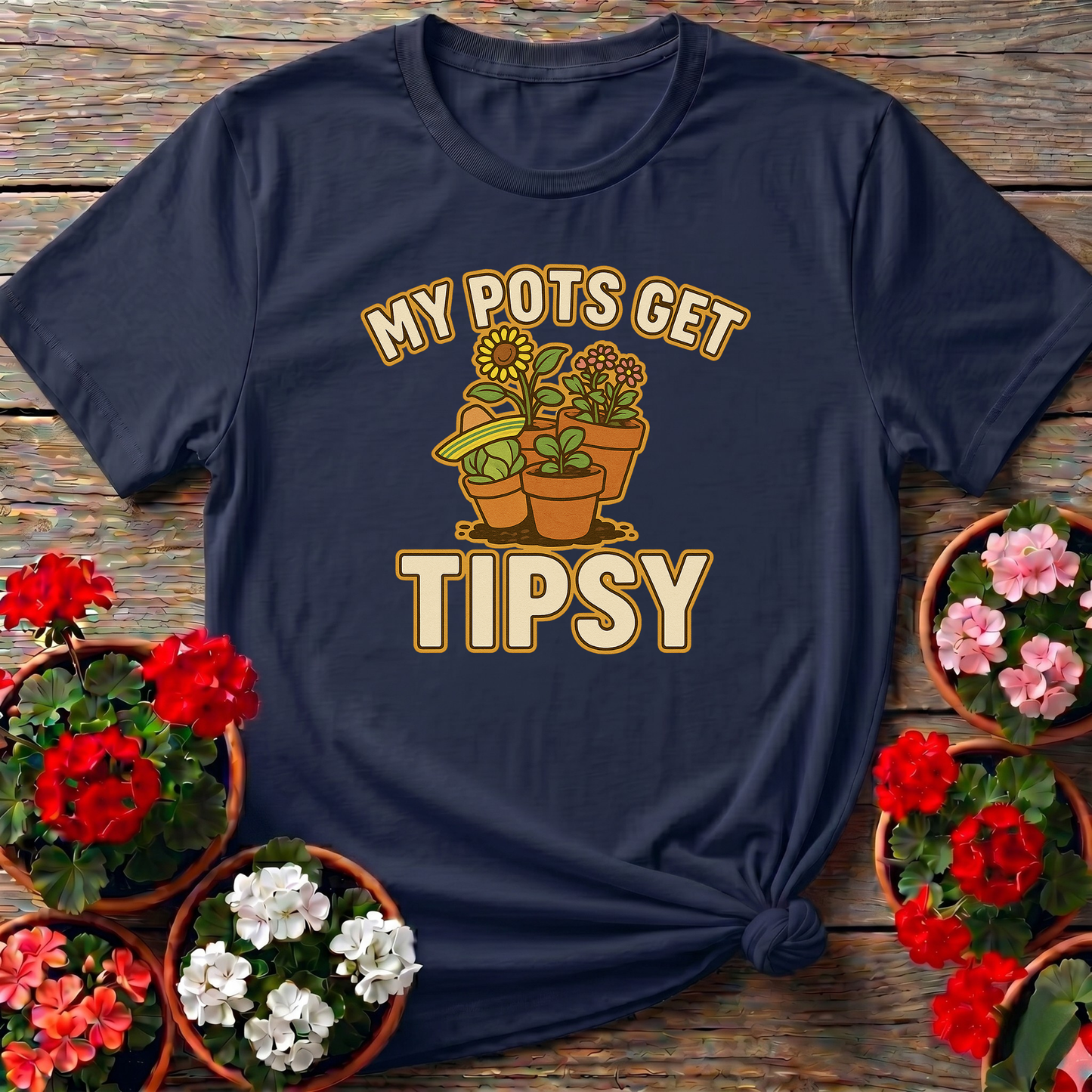 My Pots Get Tipsy Funny Gardening Pun T-Shirt
