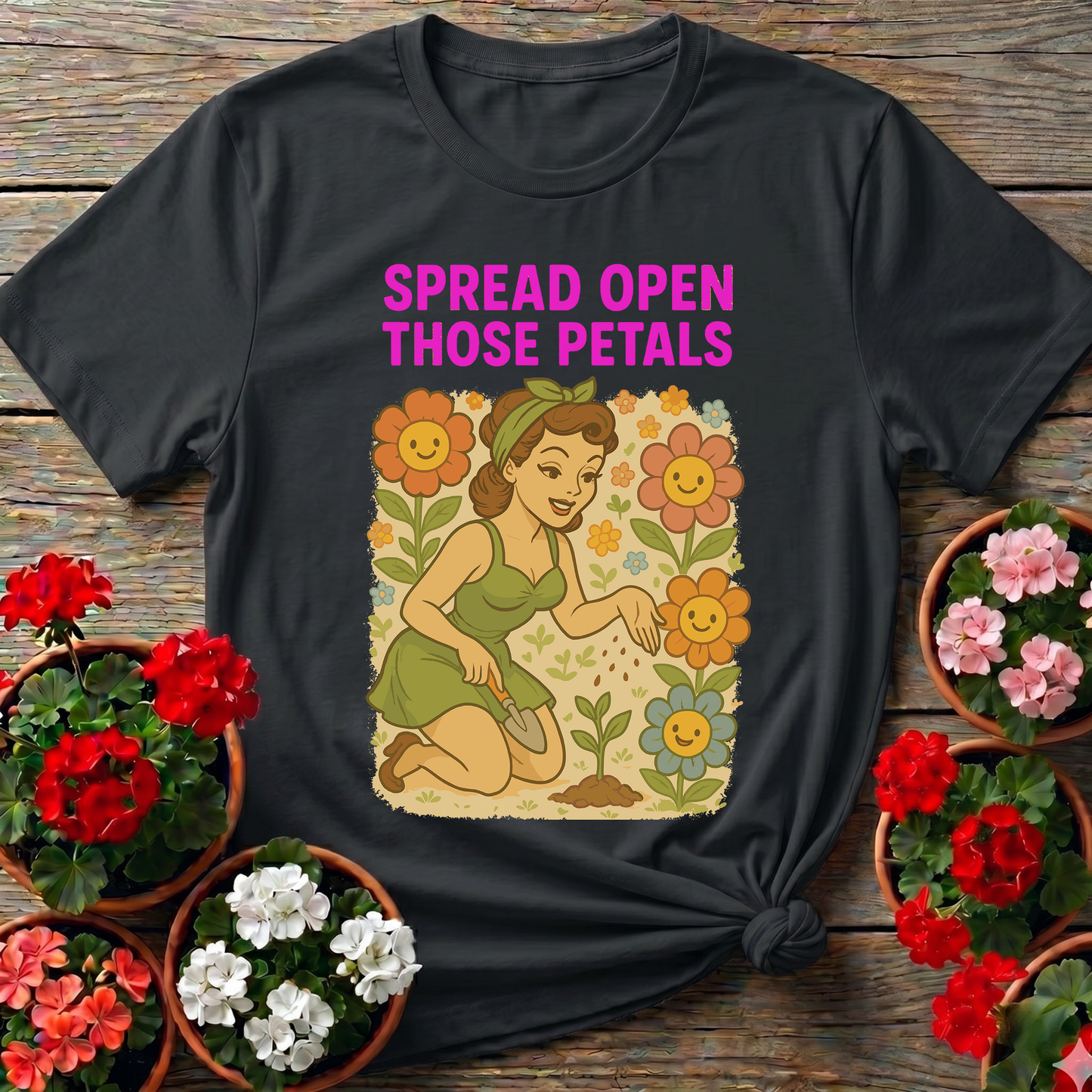 Spread Open Those Petals Vintage Pin-Up Tee