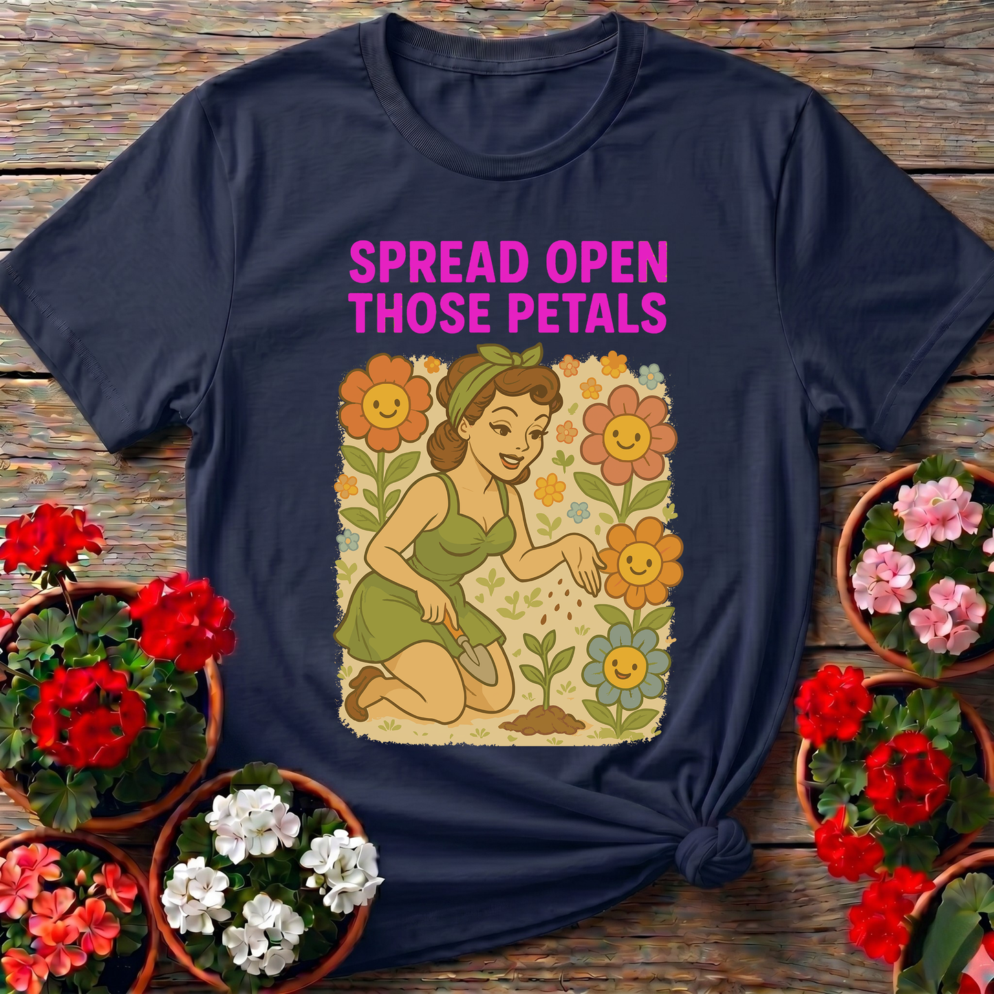 Spread Open Those Petals Vintage Pin-Up Tee