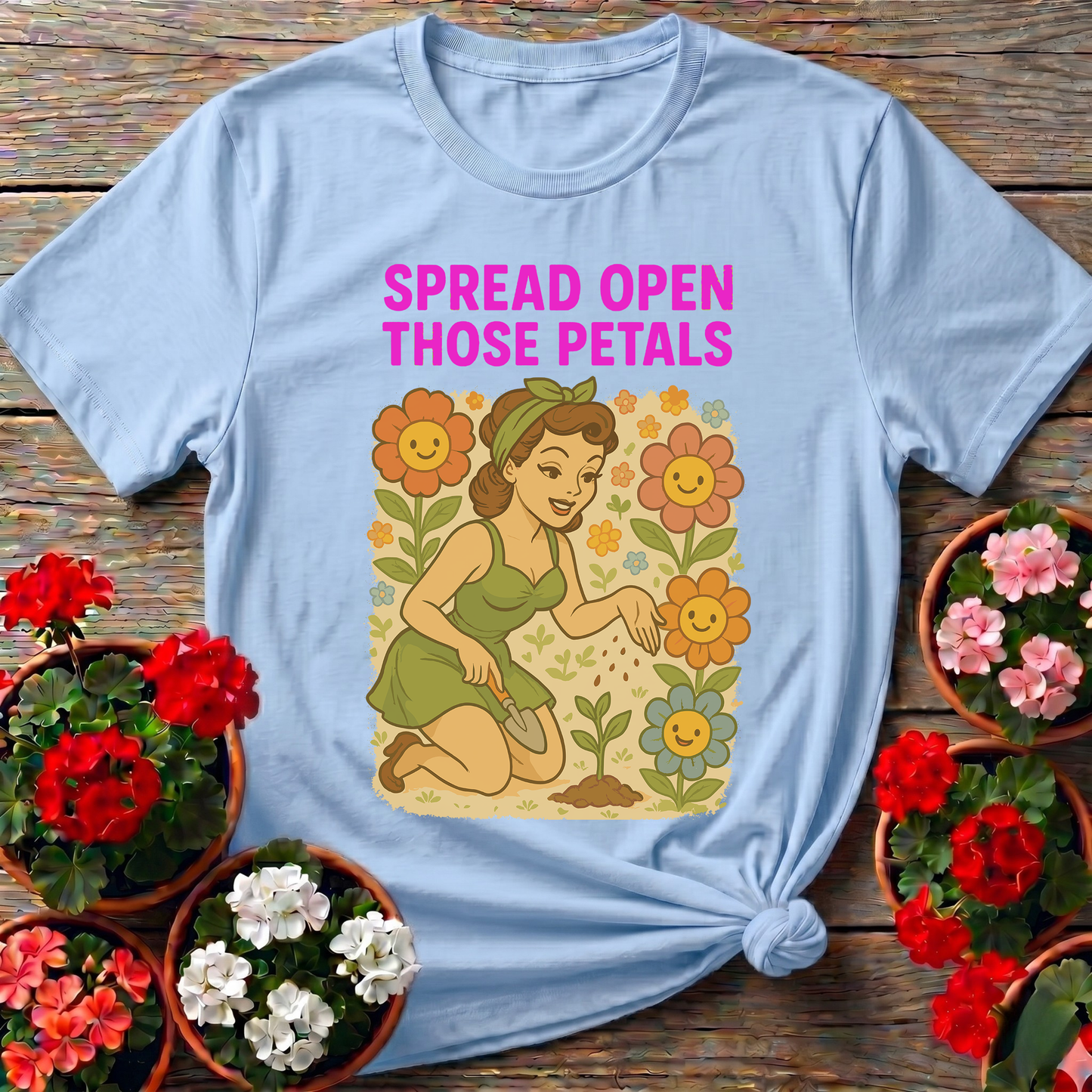 Spread Open Those Petals Vintage Pin-Up Tee