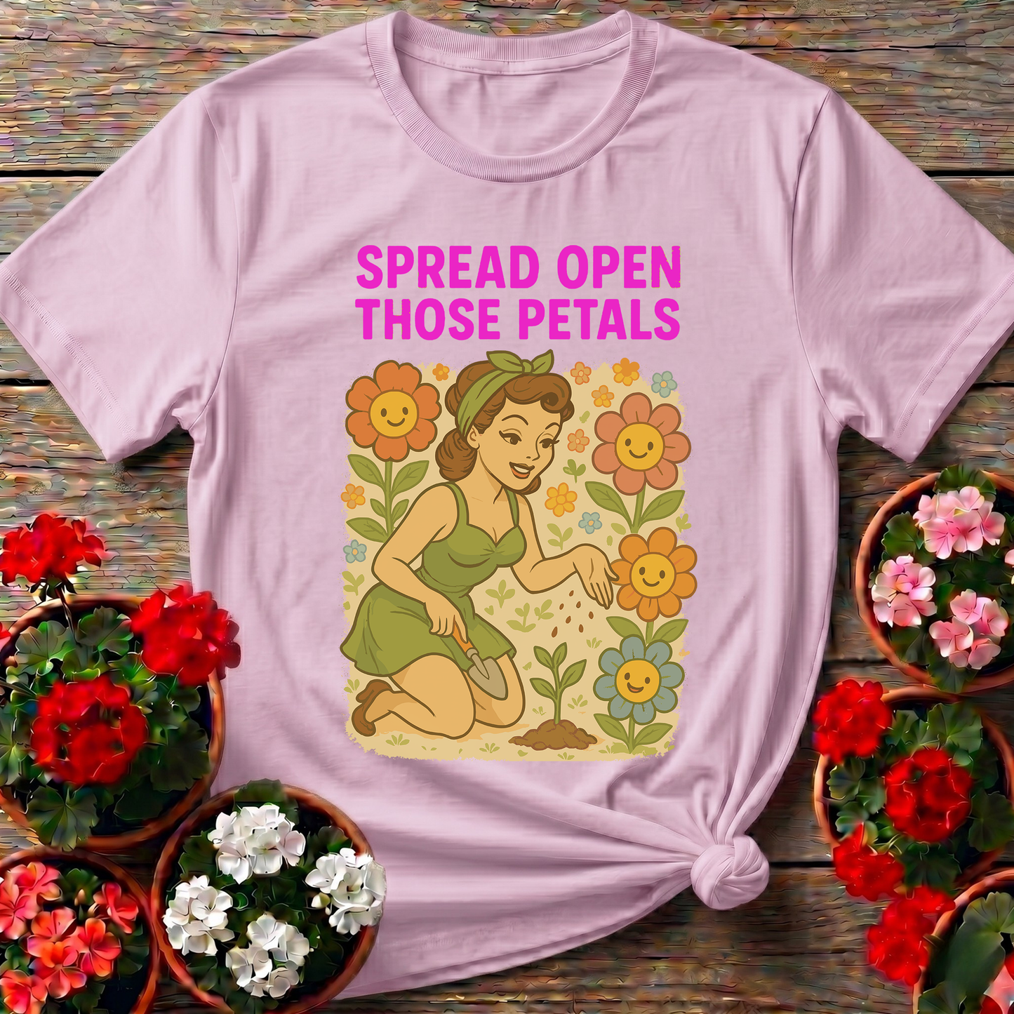 Spread Open Those Petals Vintage Pin-Up Tee