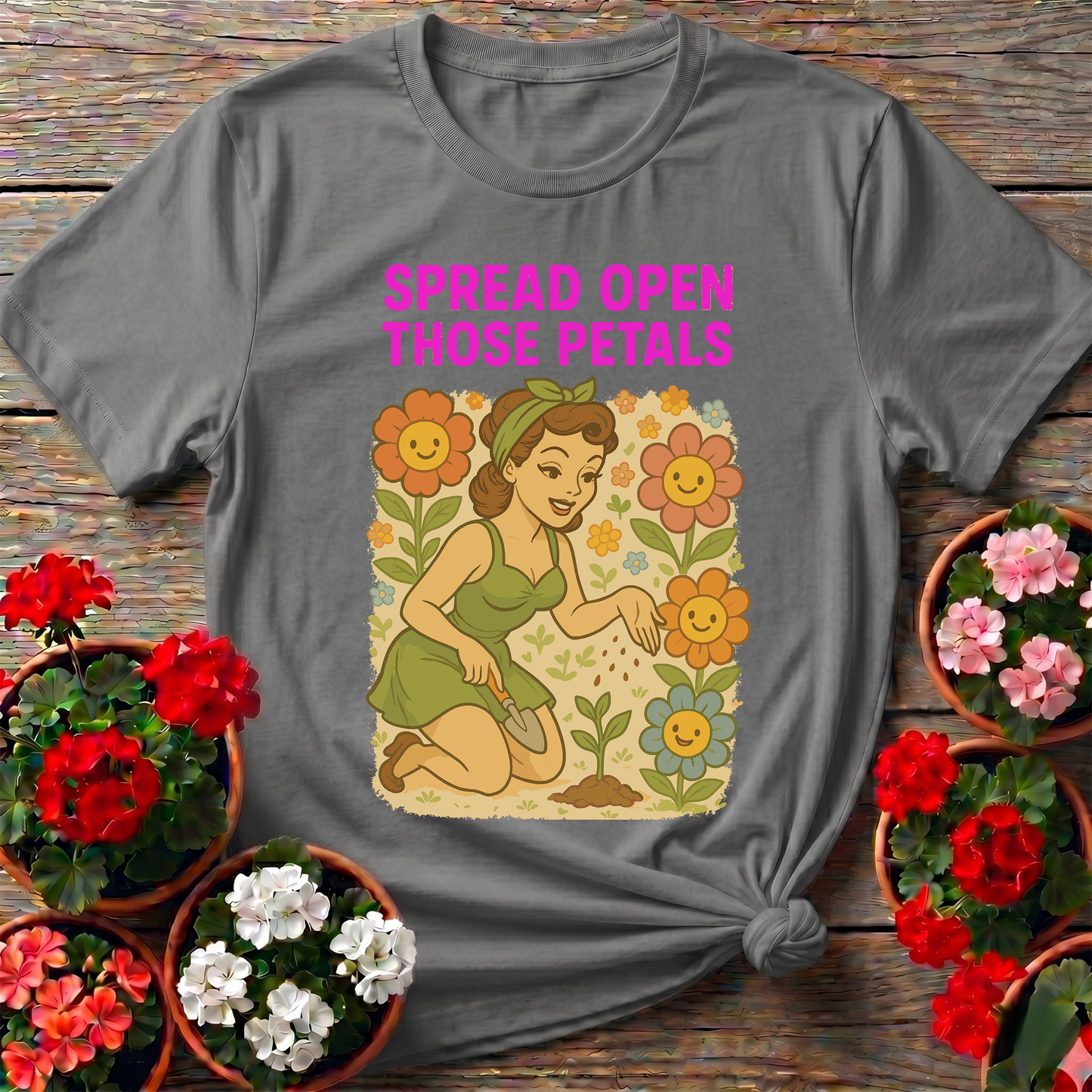 Spread Open Those Petals Vintage Pin-Up Tee