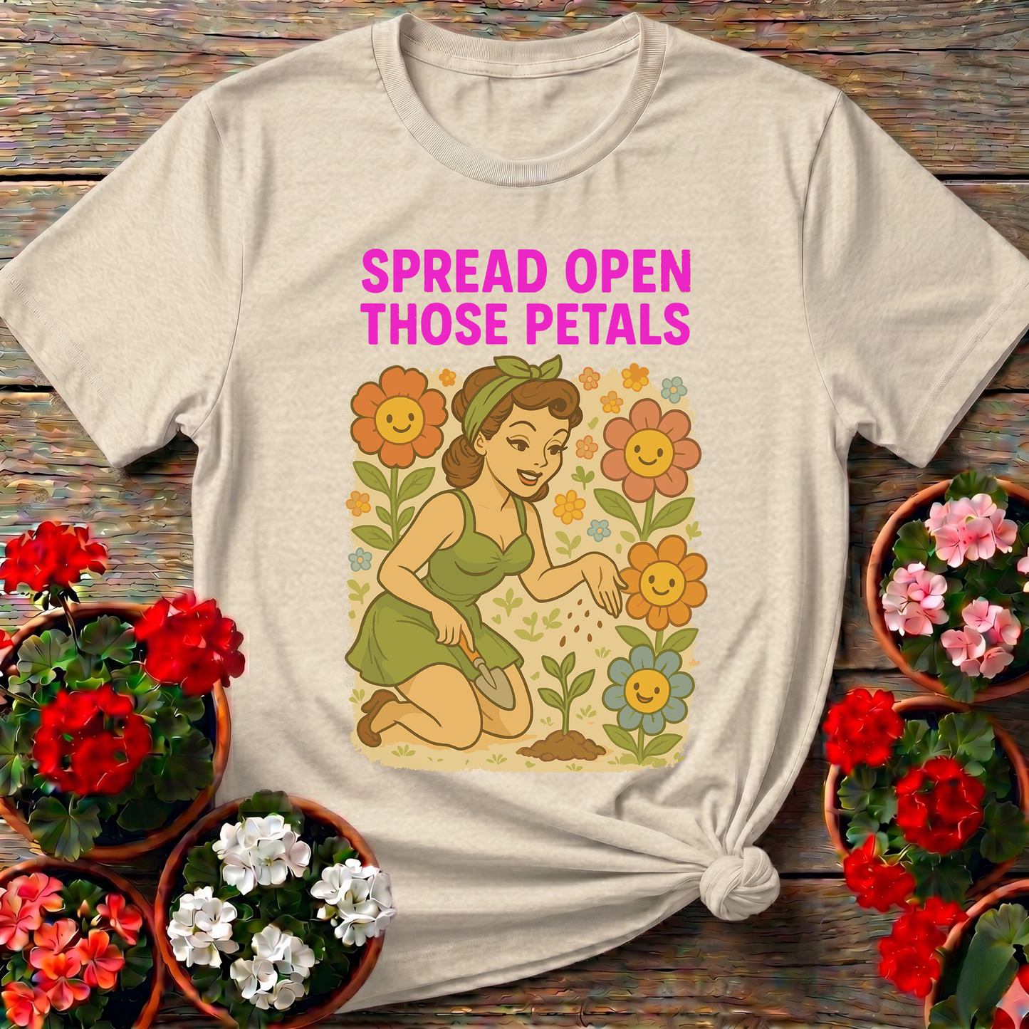 Spread Open Those Petals Vintage Pin-Up Tee