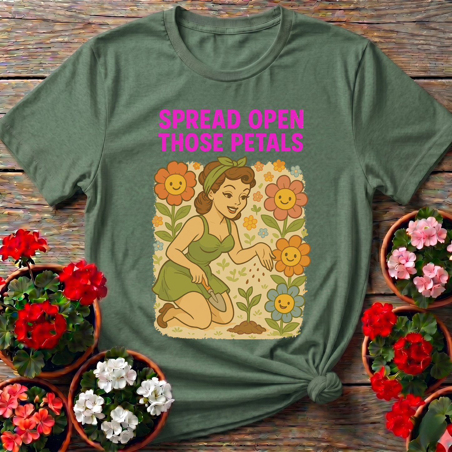 Spread Open Those Petals Vintage Pin-Up Tee