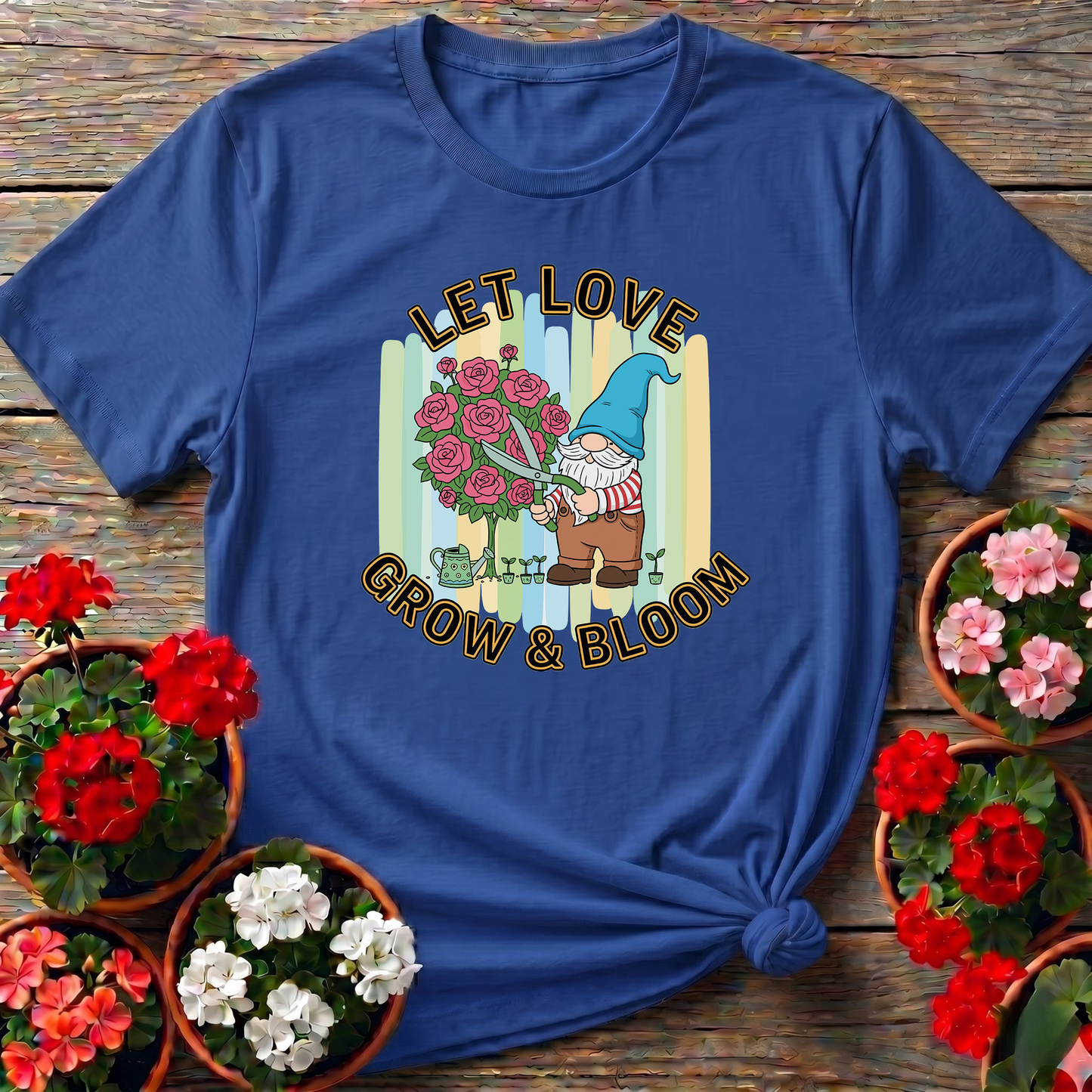 Let Love Grow & Bloom Funny Garden Gnome Tee