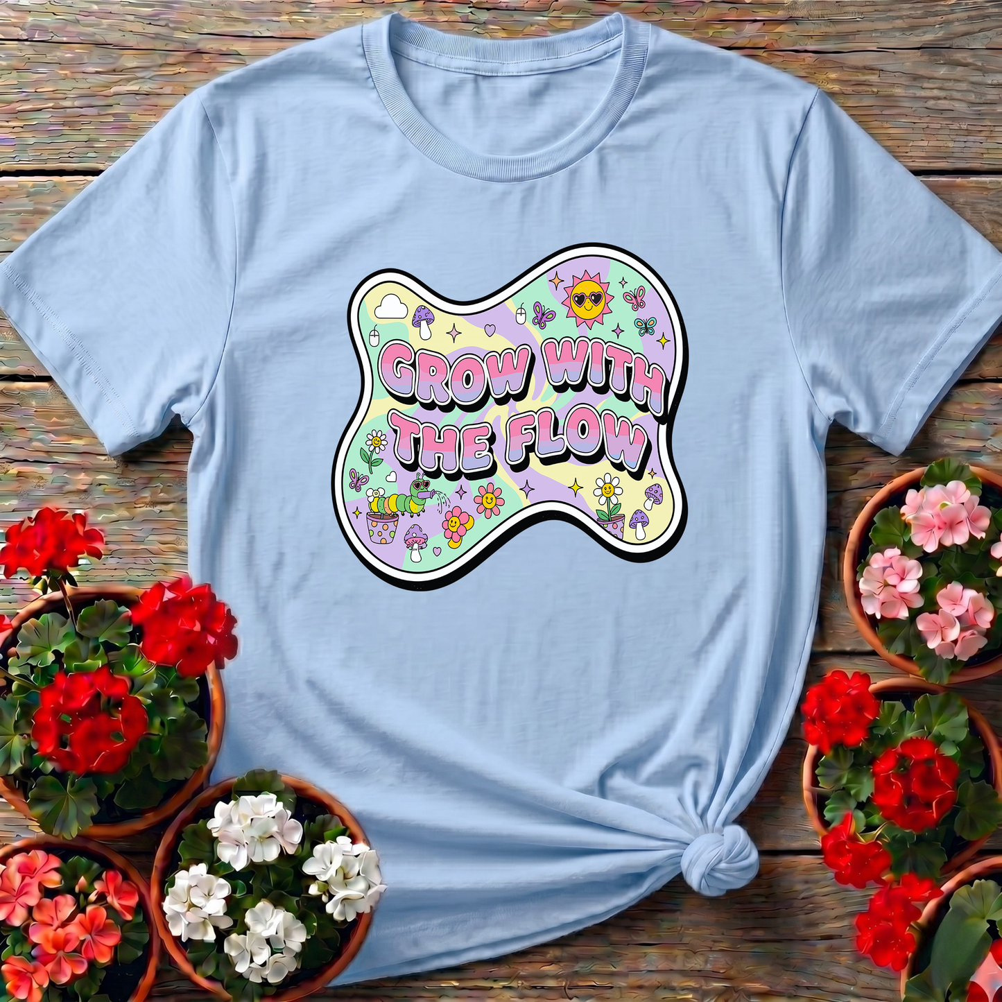 Groovy Grow With The Flow Retro Y2K Garden Tee