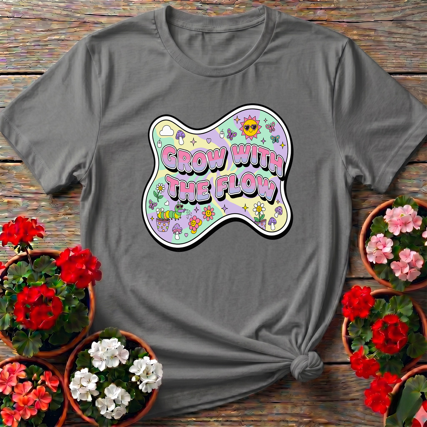 Groovy Grow With The Flow Retro Y2K Garden Tee