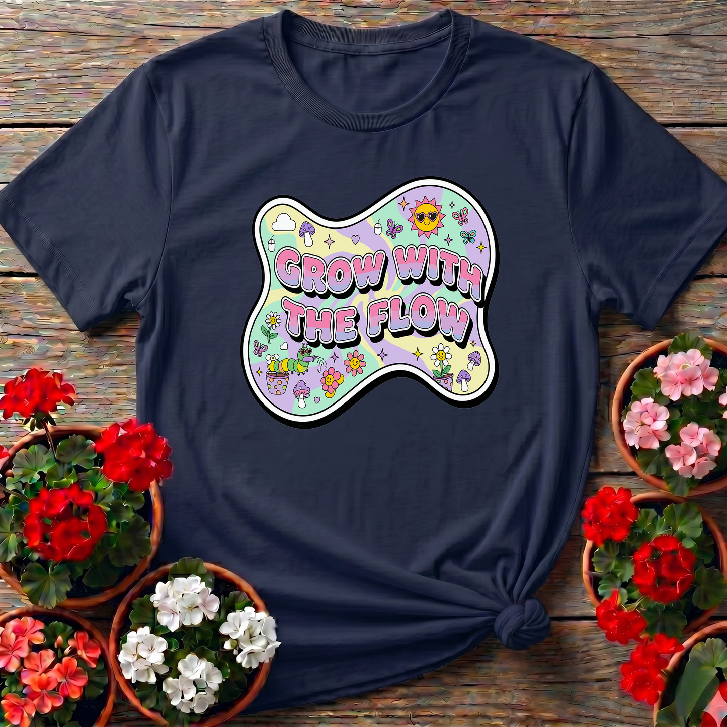 Groovy Grow With The Flow Retro Y2K Garden Tee