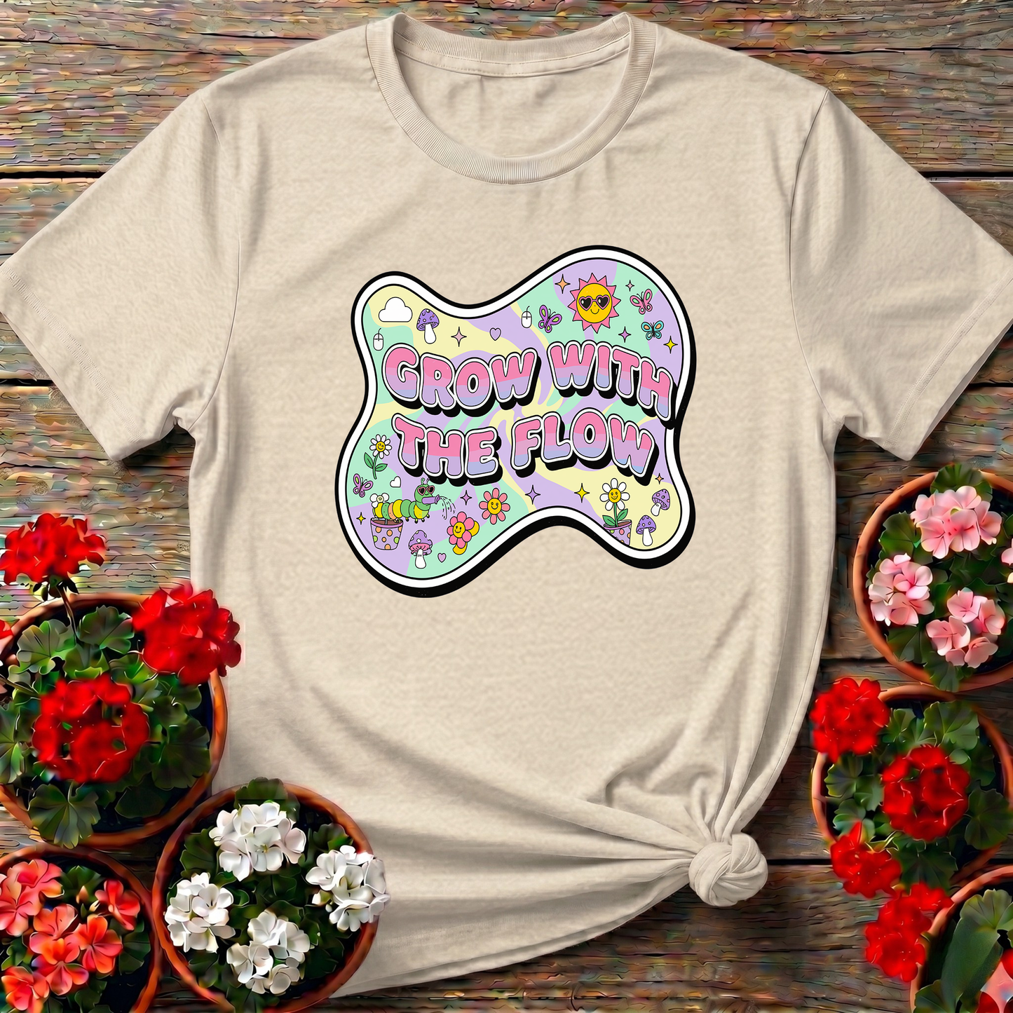 Groovy Grow With The Flow Retro Y2K Garden Tee