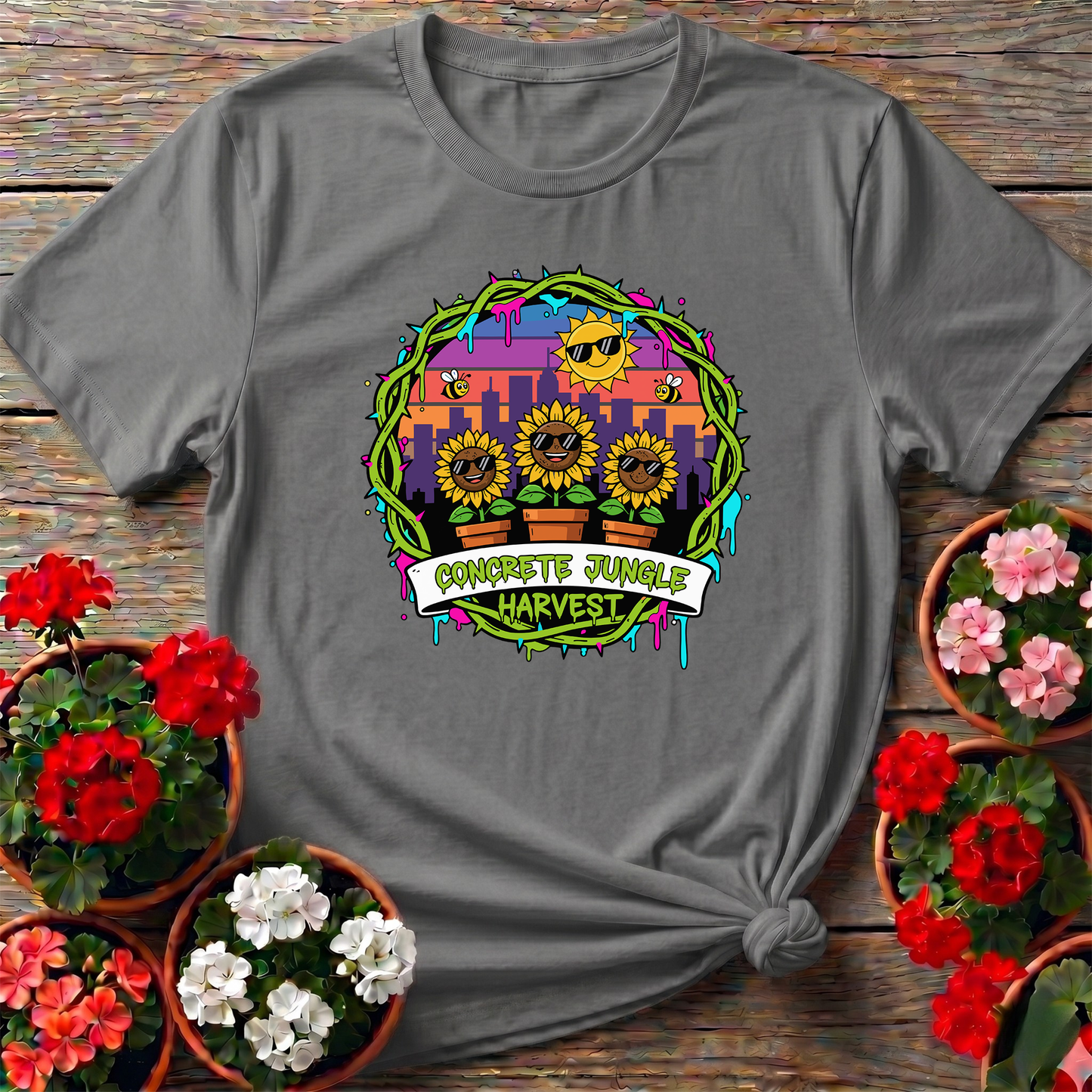 Concrete Jungle Harvest Urban Sunflower T-shirt