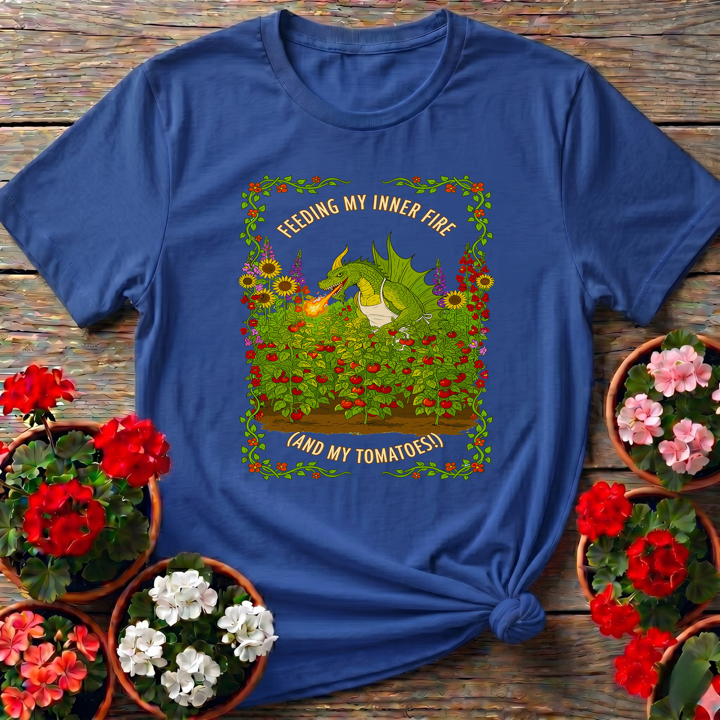 Feeding My Inner Fire Tomatoes Funny Dragon Tee